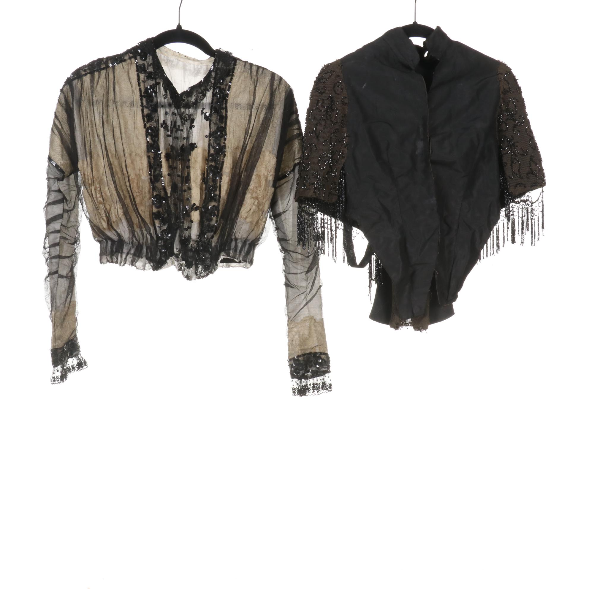 Late Victorian Beaded and Lace Bodices, Skirt, Mourning Jackets, and Accessories
