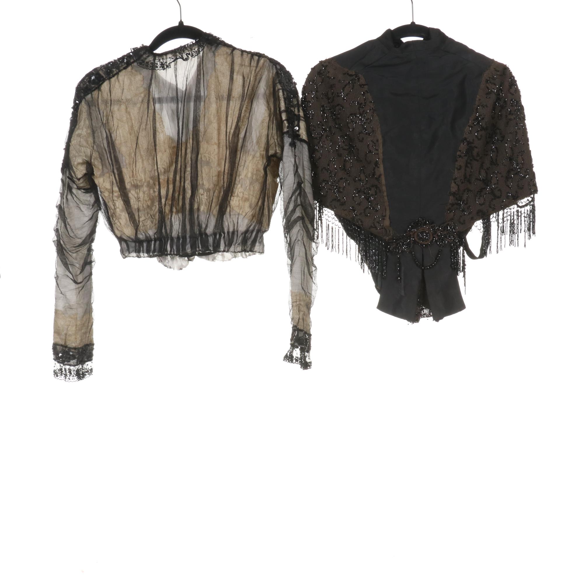 Late Victorian Beaded and Lace Bodices, Skirt, Mourning Jackets, and Accessories