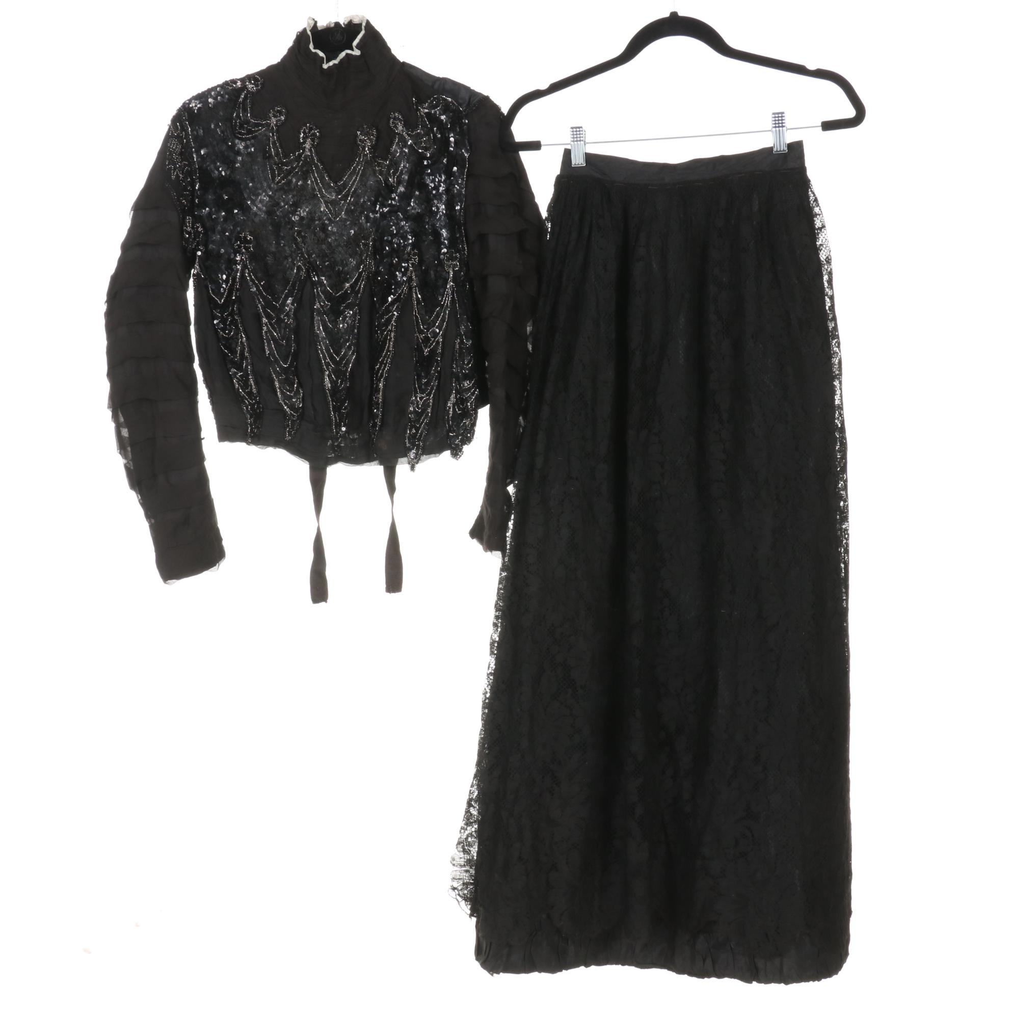 Late Victorian Beaded and Lace Bodices, Skirt, Mourning Jackets, and Accessories