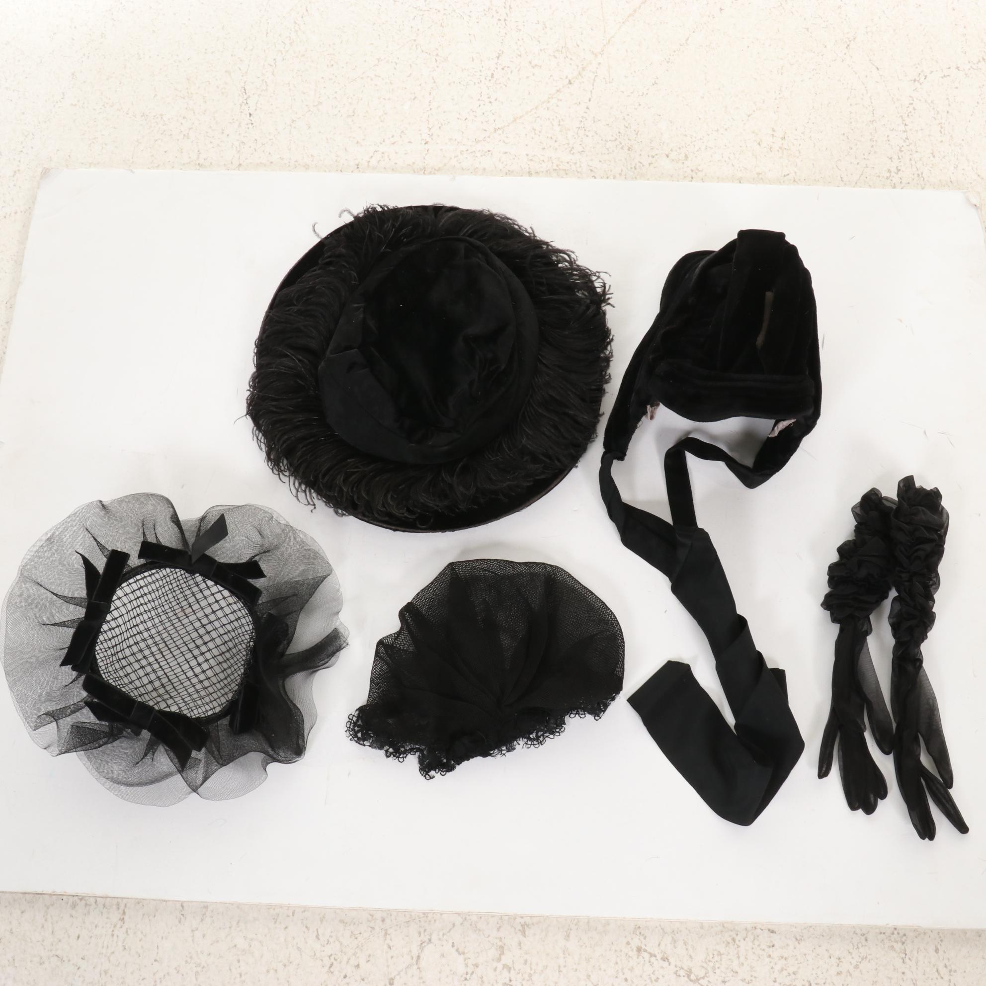 Late Victorian Beaded and Lace Bodices, Skirt, Mourning Jackets, and Accessories