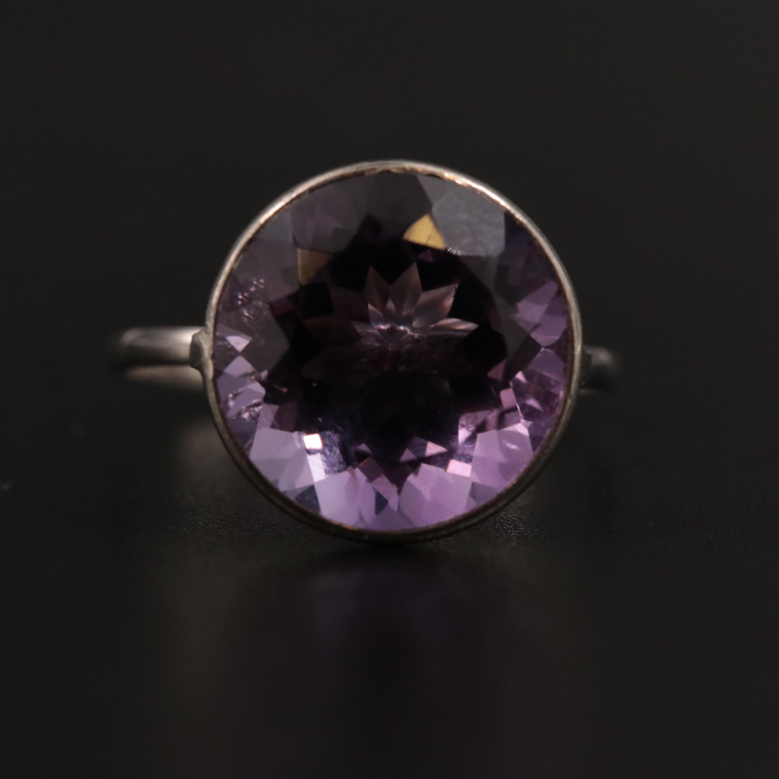 14K 6.26 CT Amethyst Solitaire Ring