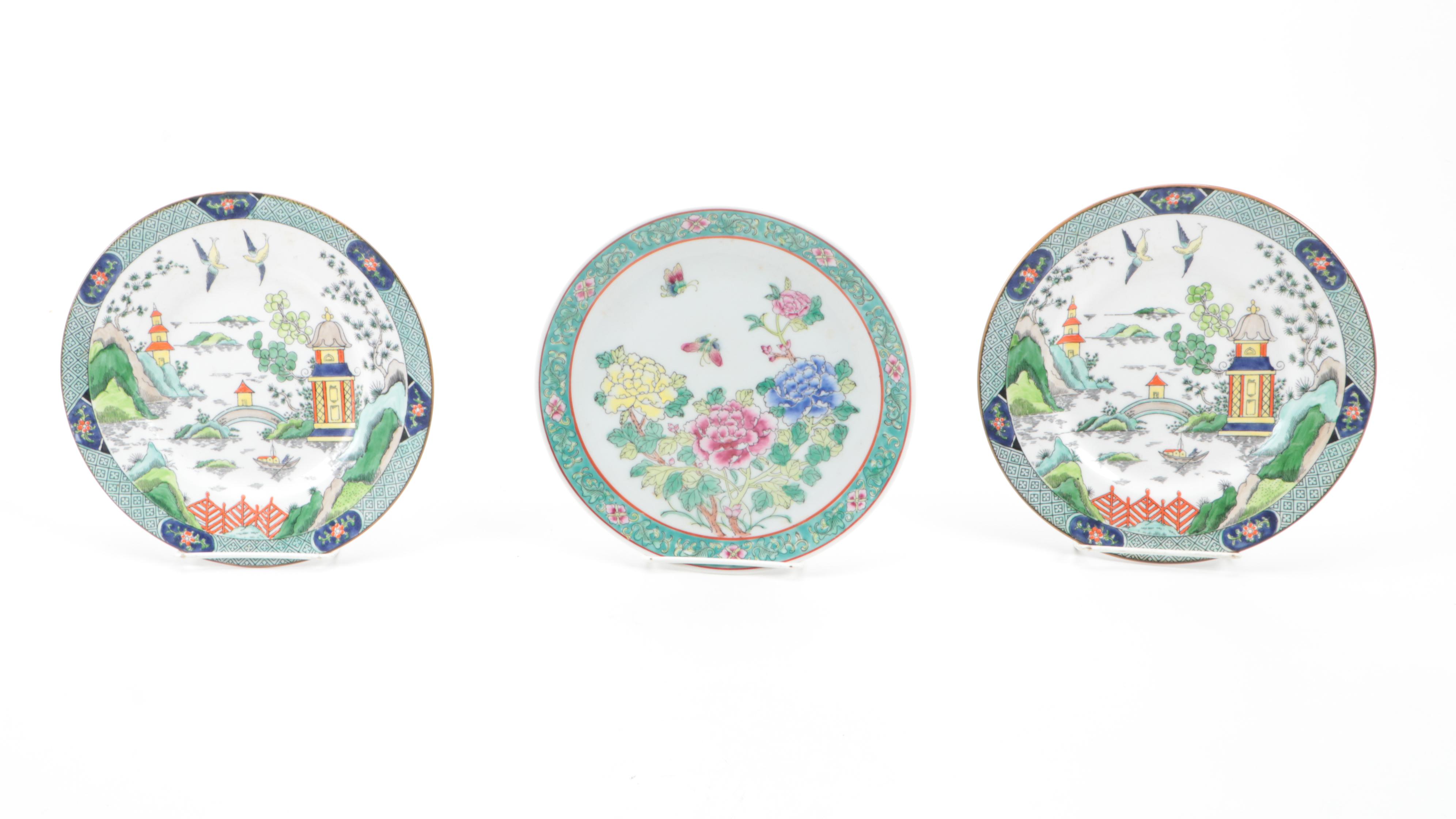 Staffordshire "Chinese Willow", Chinese and Japanese Porcelain Plates
