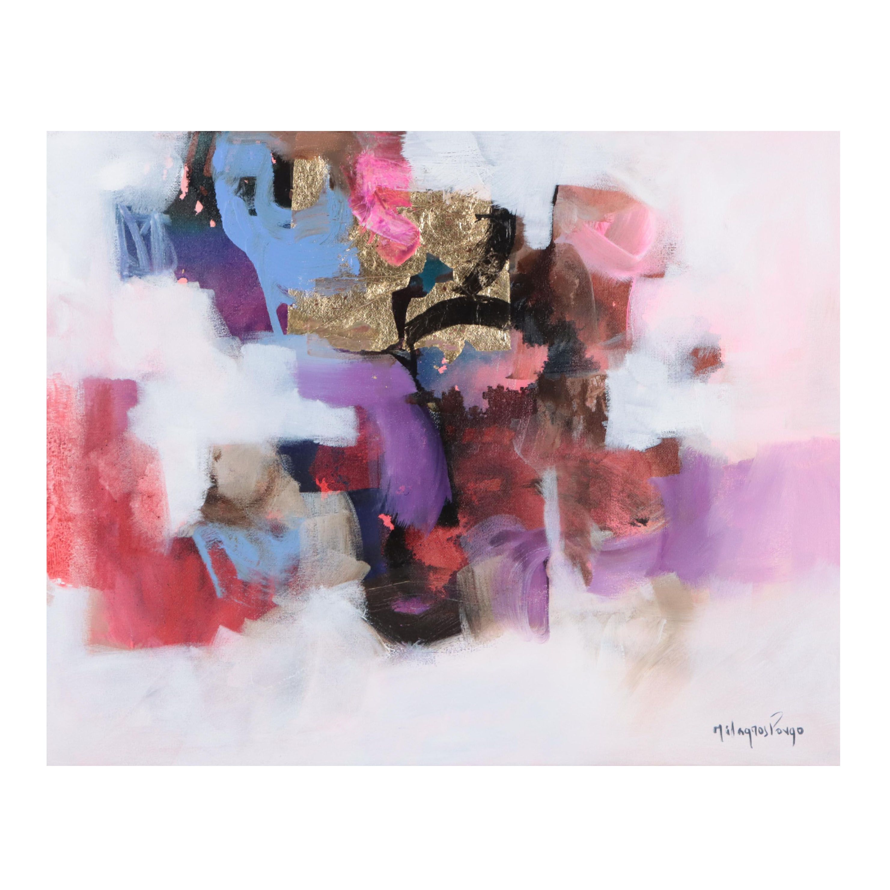 Milagros Pongo Abstract Mixed Media Painting "Kokuhaku," 21st Century