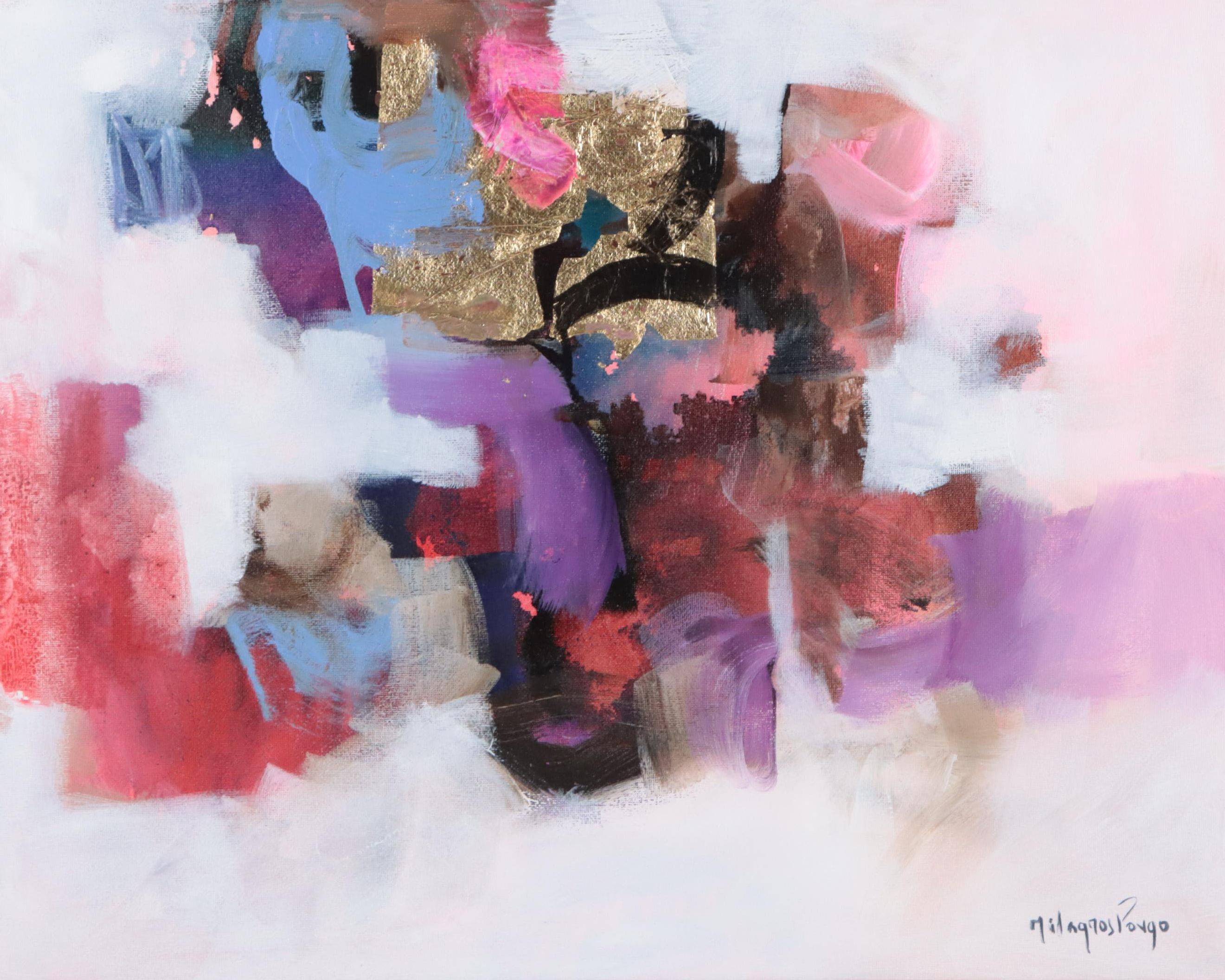 Milagros Pongo Abstract Mixed Media Painting "Kokuhaku," 21st Century