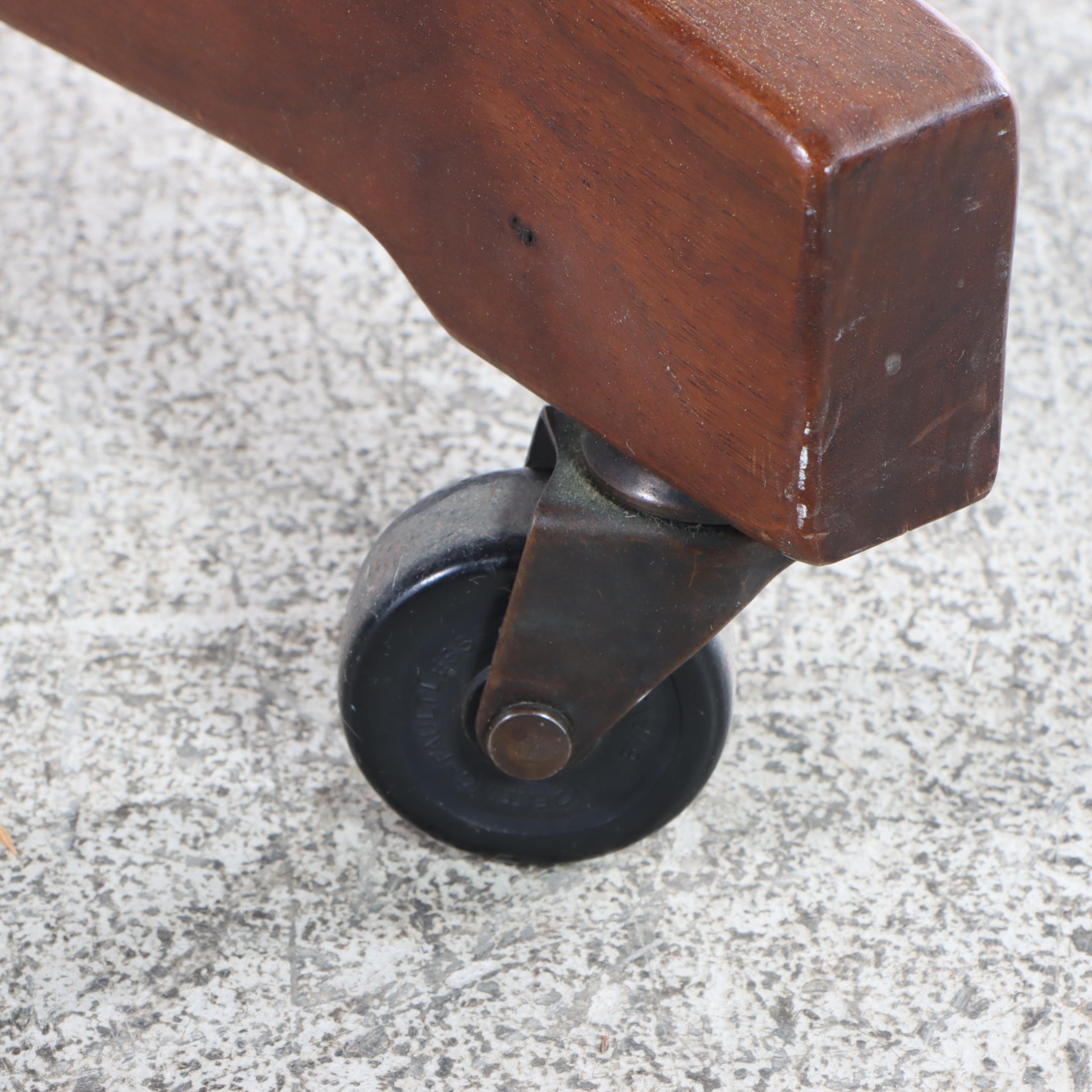 W. H. Gunlocke Mid Century Modern Wood and Vinyl Rolling Desk Chair