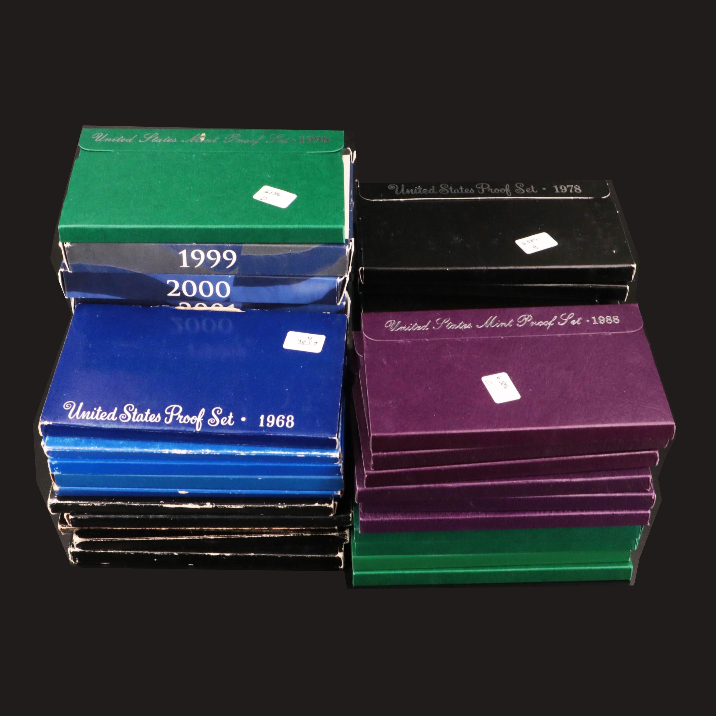 Thirty-Nine Different U.S. Mint Proof Sets, 1968 to 2006