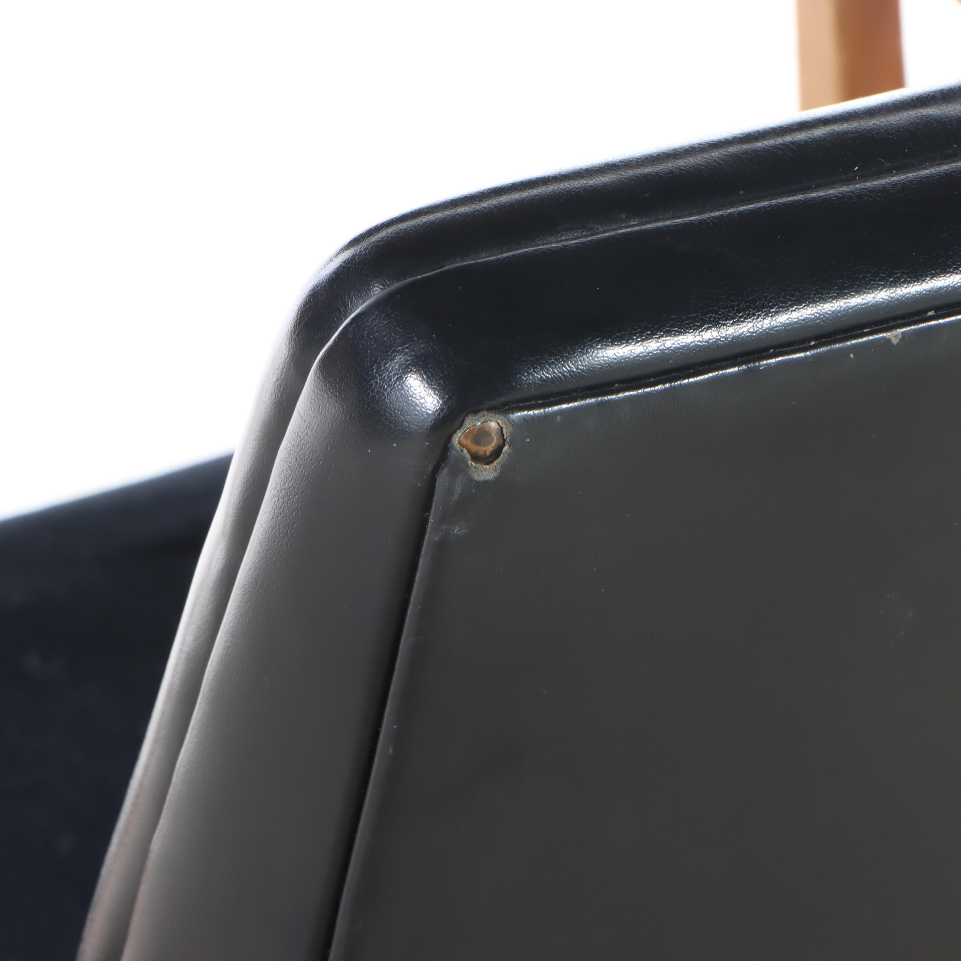 W. H. Gunlocke Mid Century Modern Wood and Vinyl Rolling Desk Chair