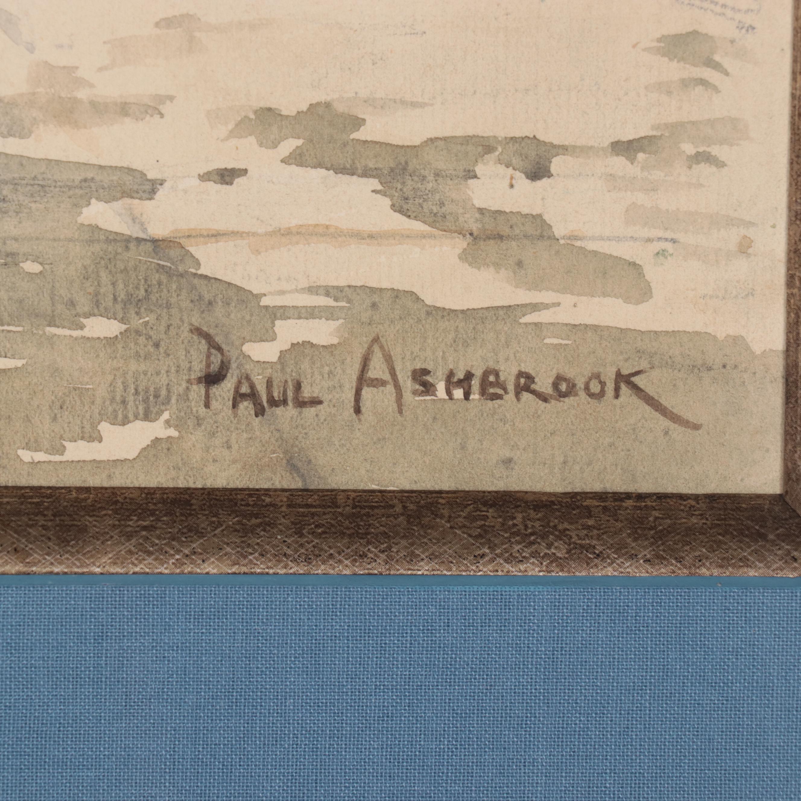 Paul Ashbrook Watercolor Painting "Napping on Bench"