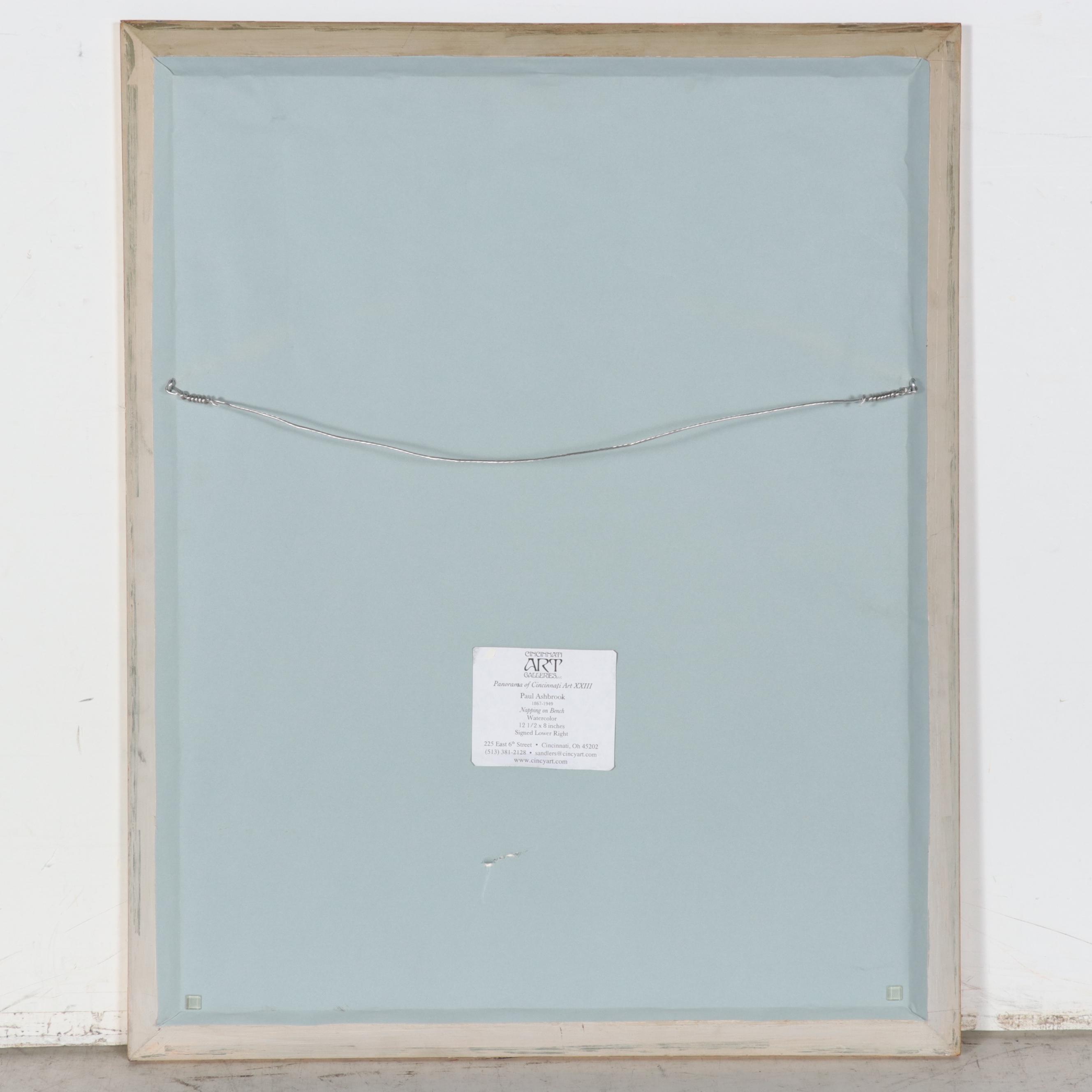 Paul Ashbrook Watercolor Painting "Napping on Bench"