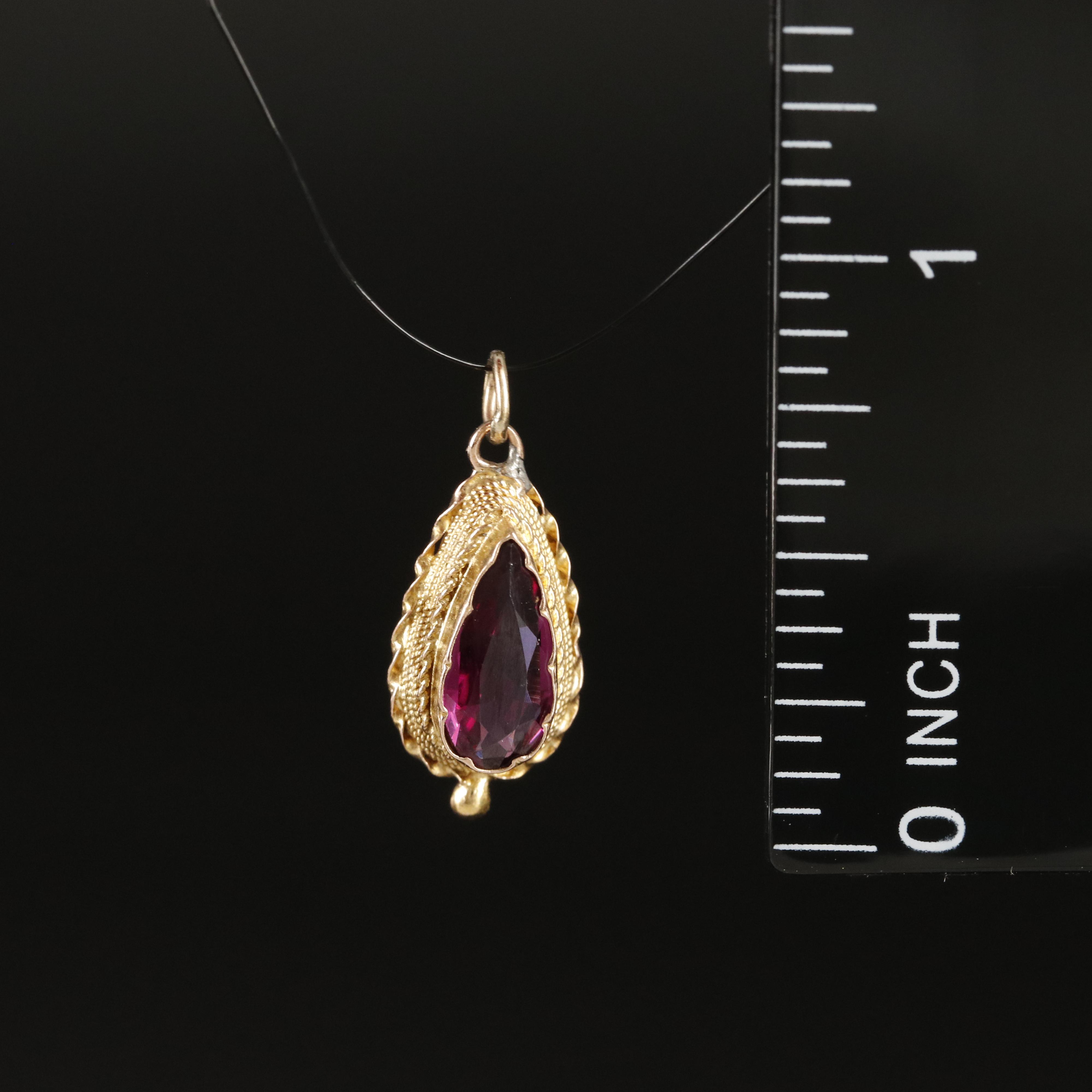 14K Rhodolite Garnet Teardrop Pendant