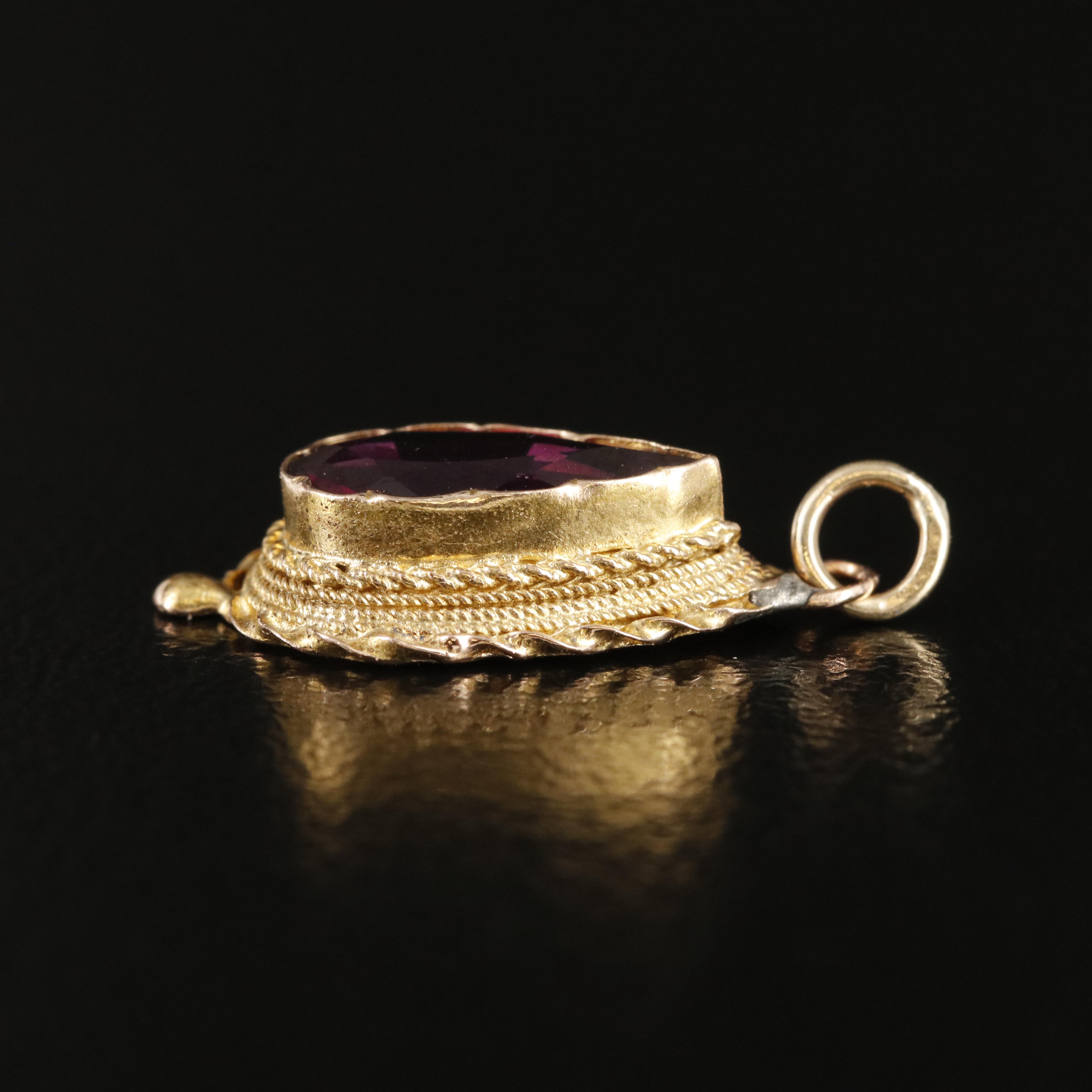 14K Rhodolite Garnet Teardrop Pendant