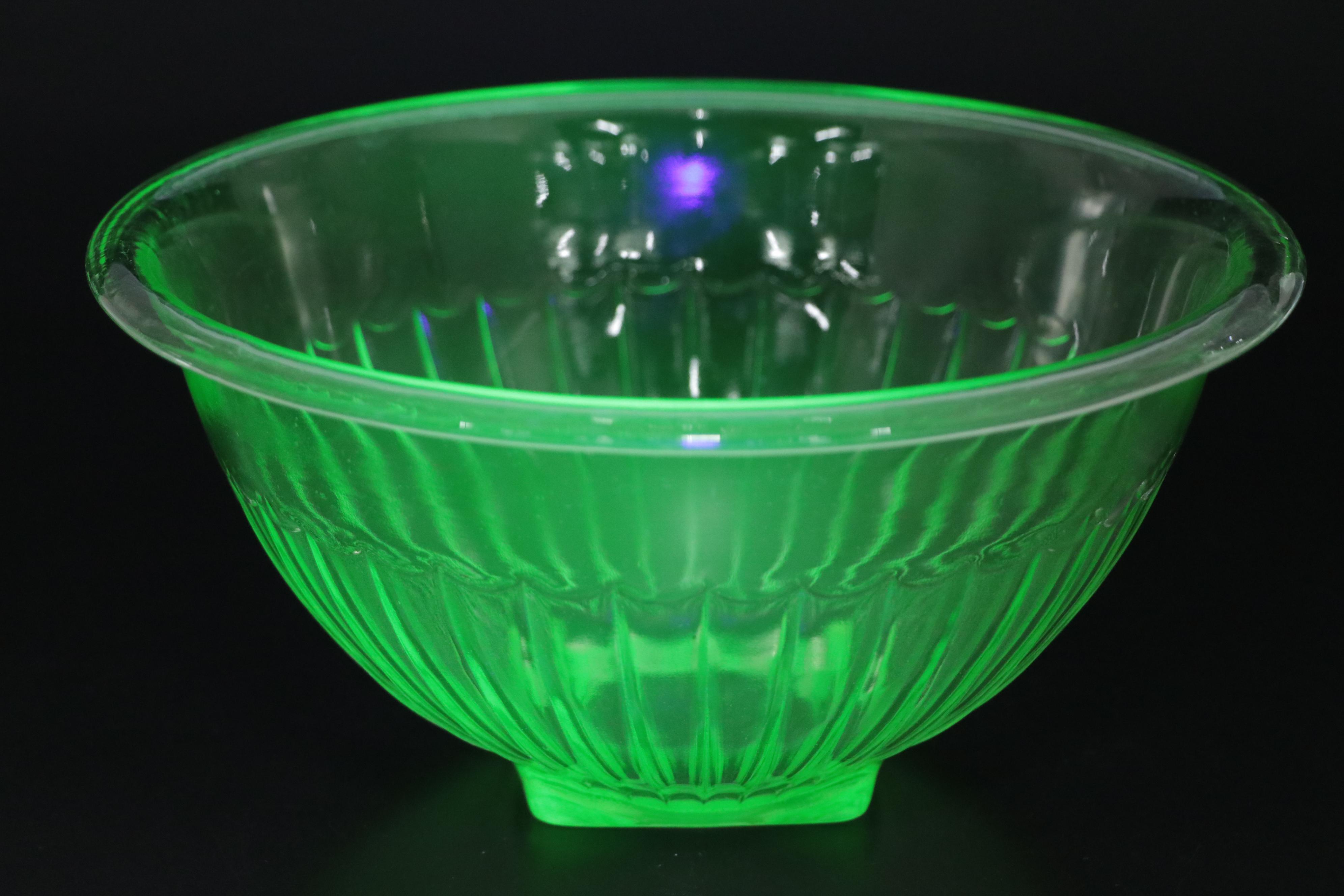 T & S Handimade Measuring Cup with Beater Attachment with Other Uranium Glass