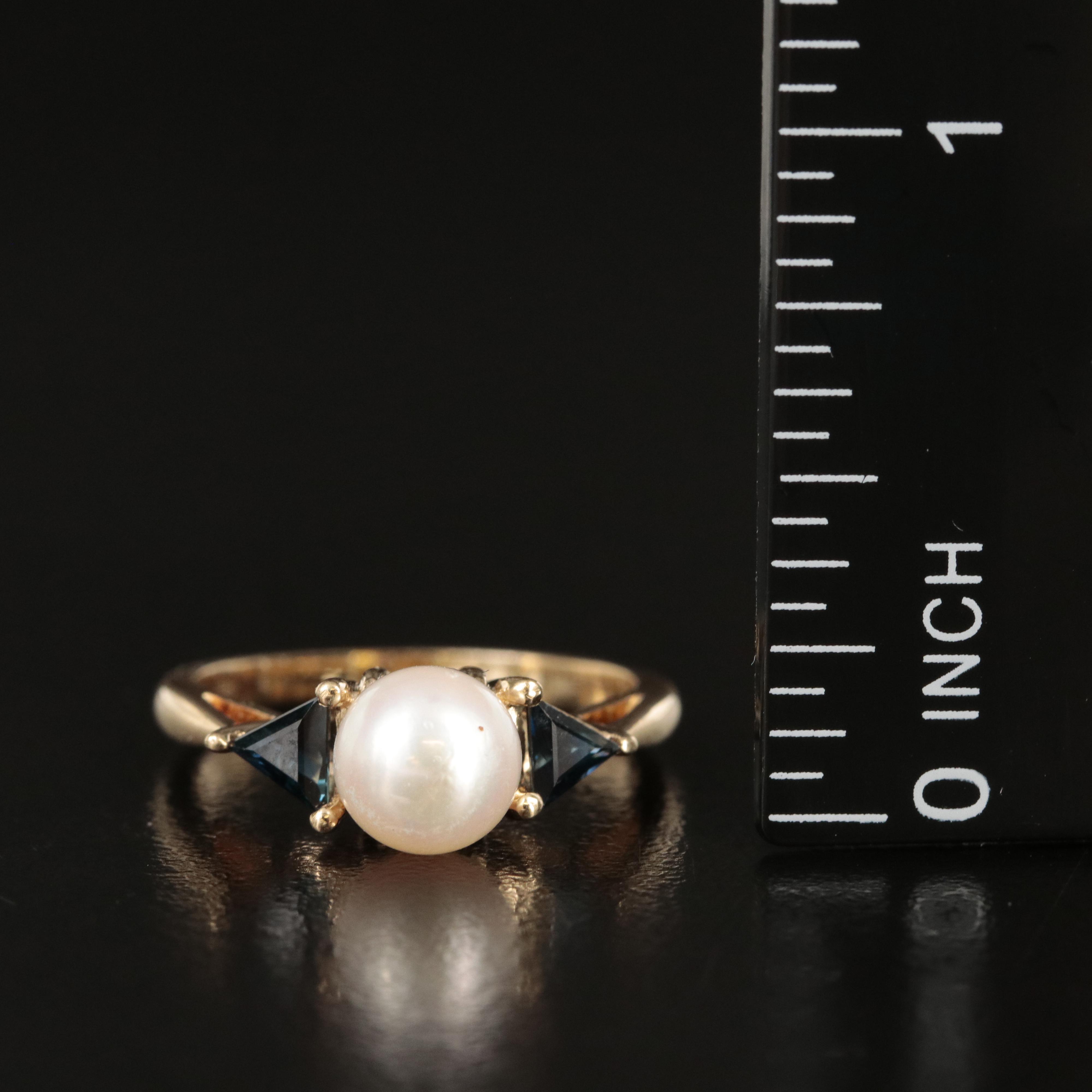 14K Pearl and Sapphire Ring