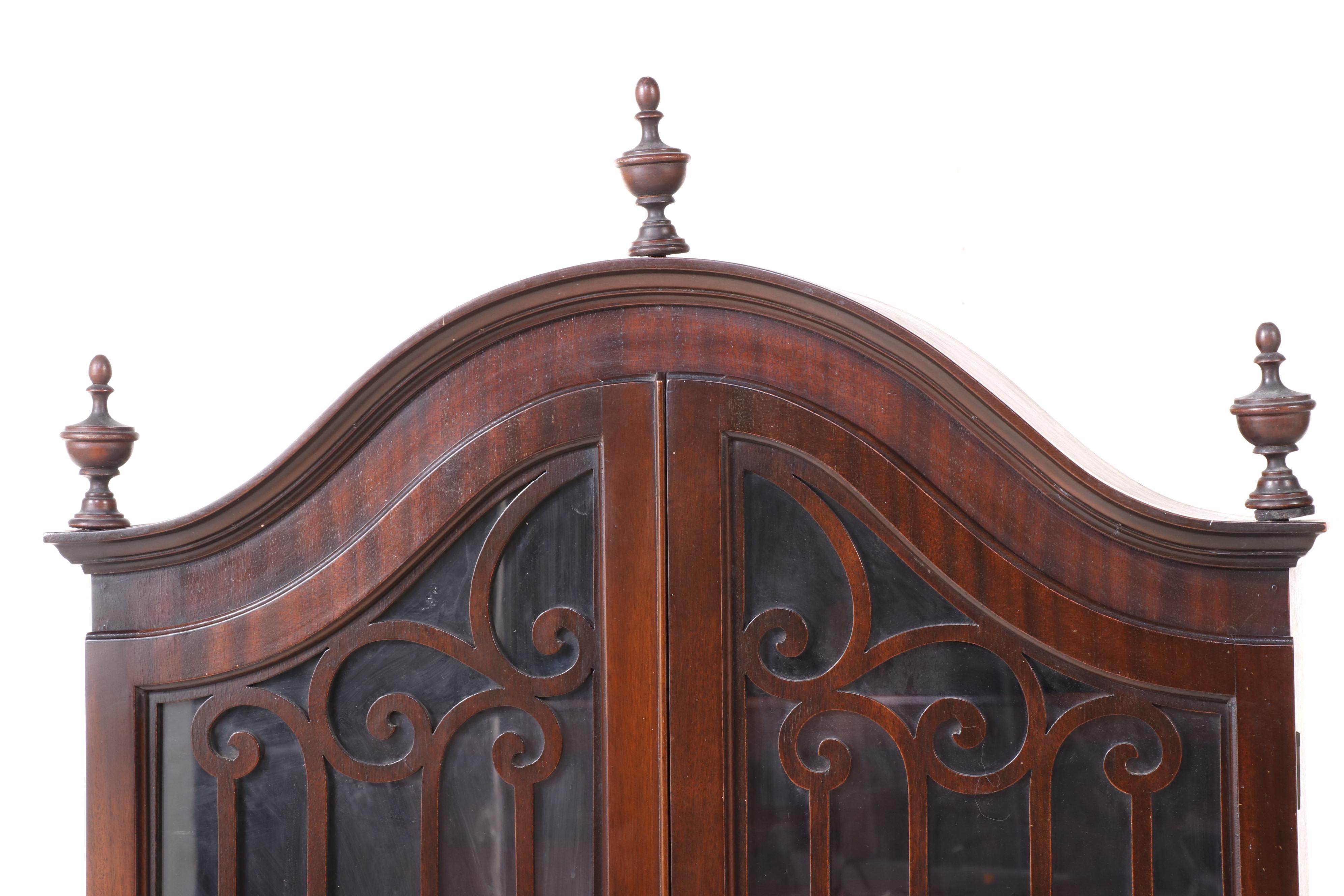 Queen Anne Style Mahogany-Finish Secretary Bookcase, 1930s-40s