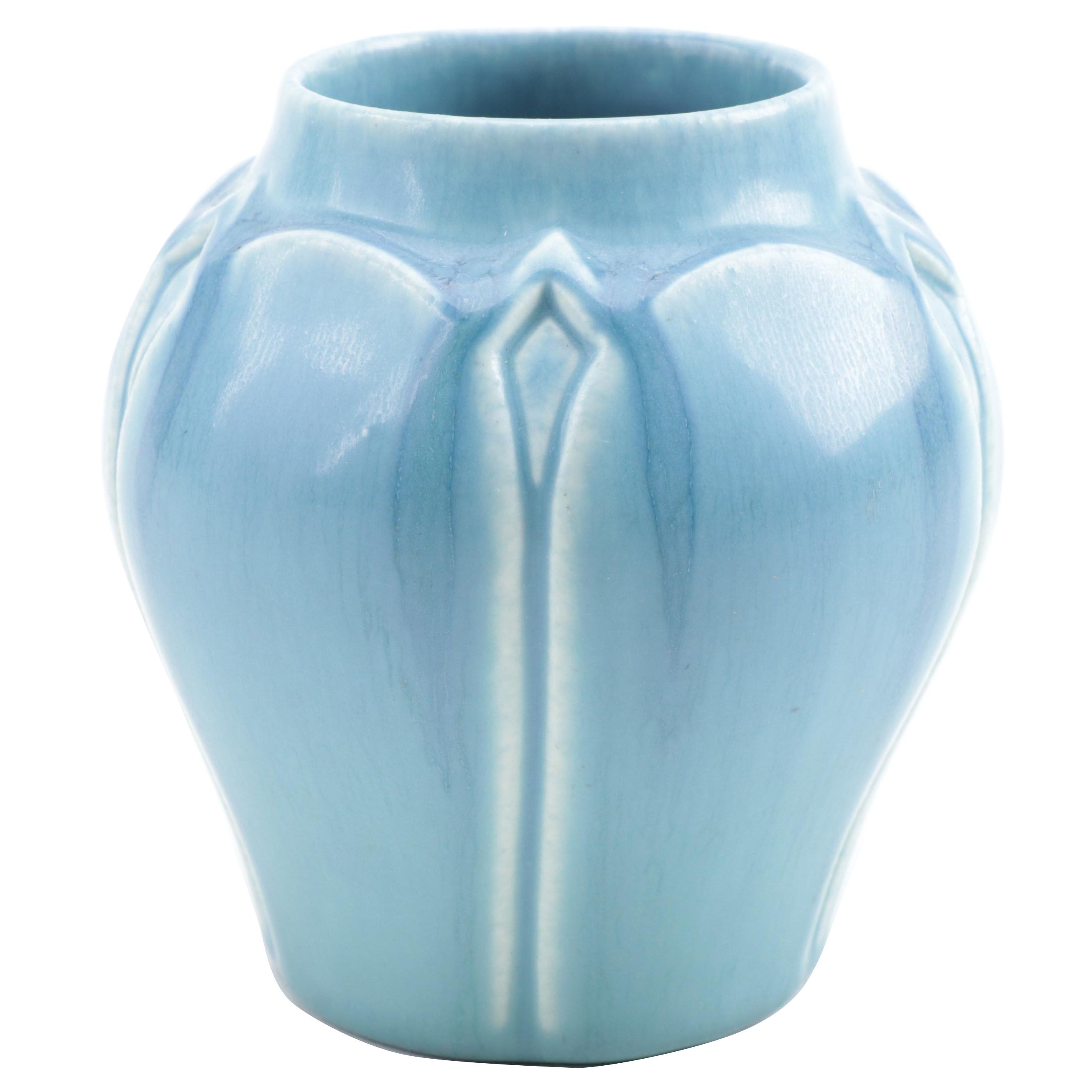 Rookwood Art Deco Style Matte Blue Ceramic Vase, 1924
