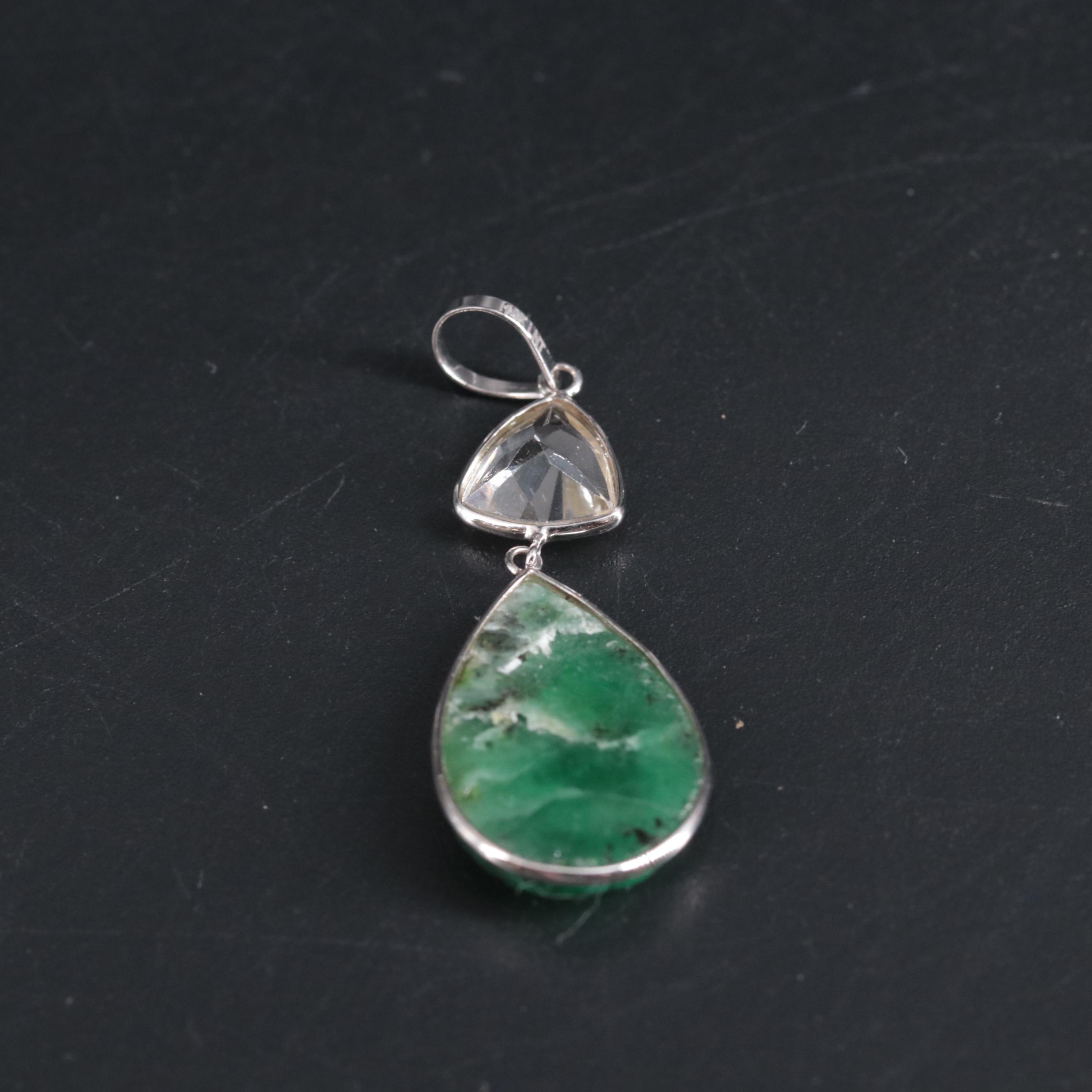 14K Emerald and Moissanite Pendant