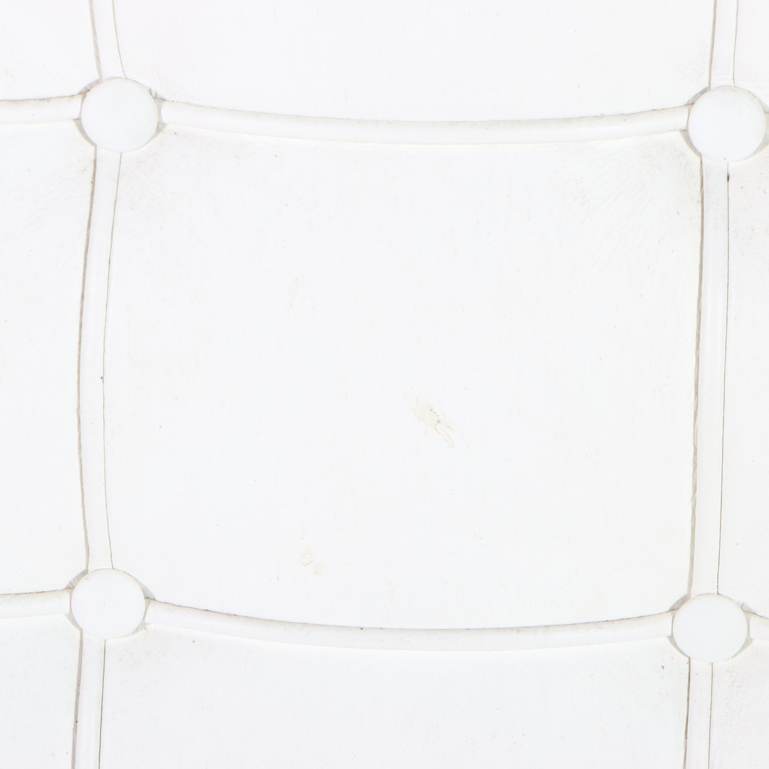 Modernist Chrome and White Leather Barcelona Style Lounge Chair and Ottoman