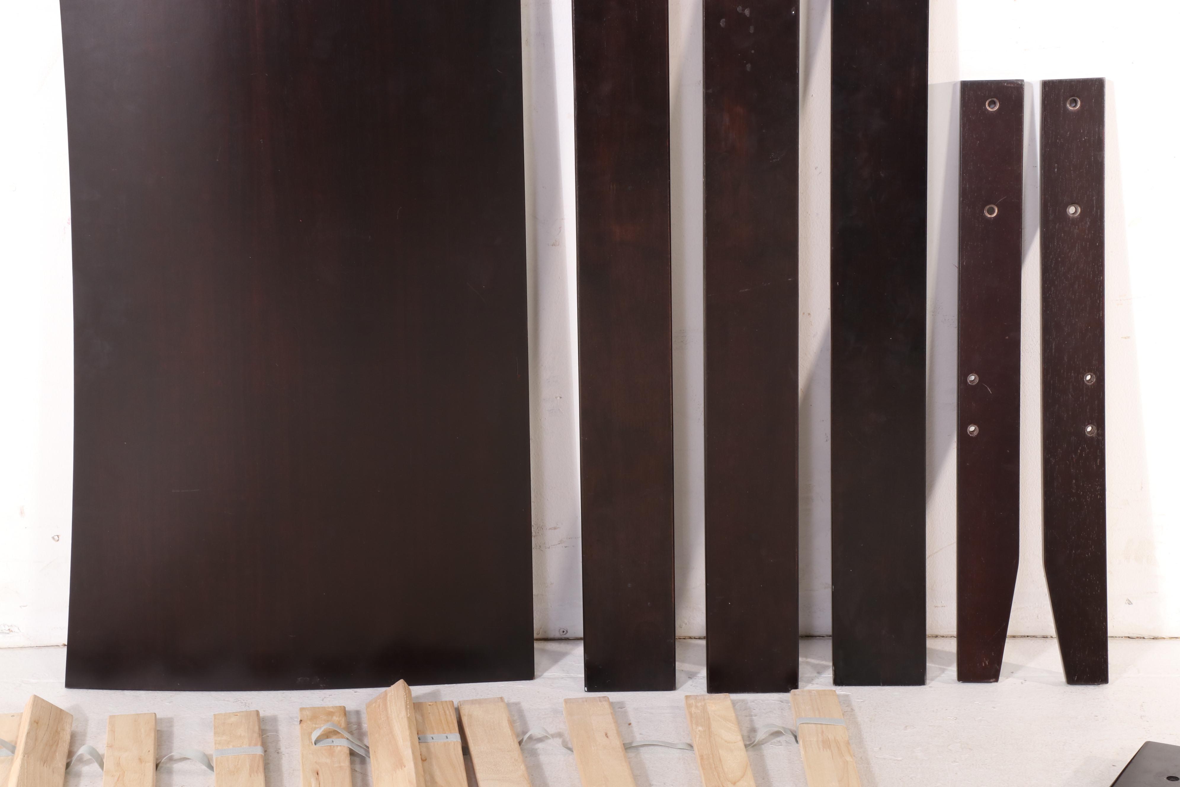 Contemporary Espresso Finish Wooden Queen Bed Frame