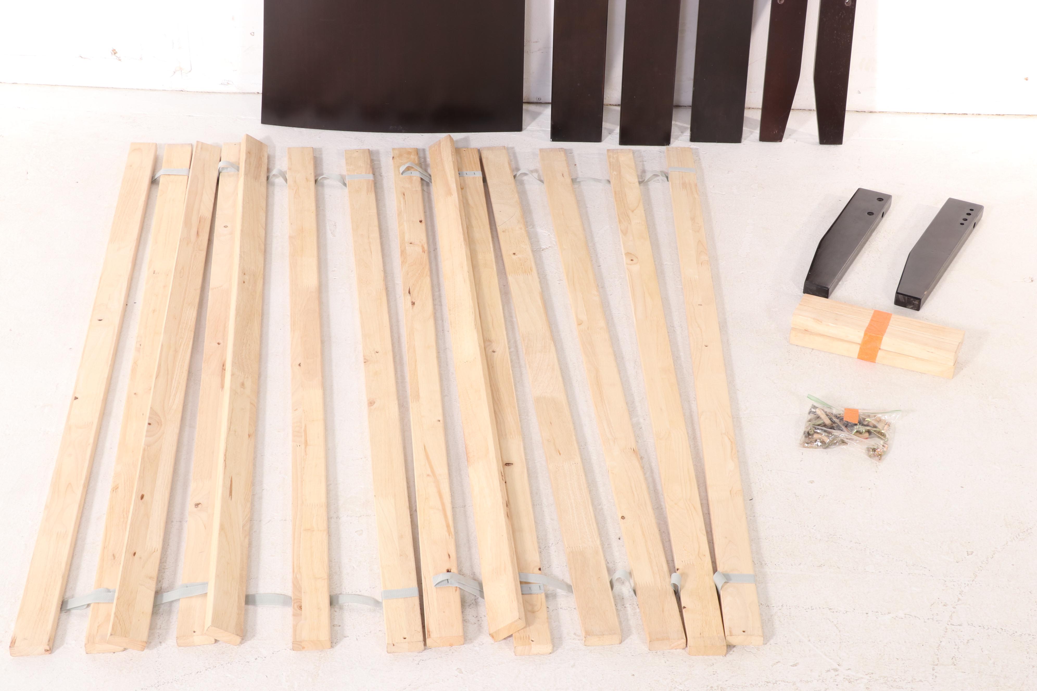 Contemporary Espresso Finish Wooden Queen Bed Frame