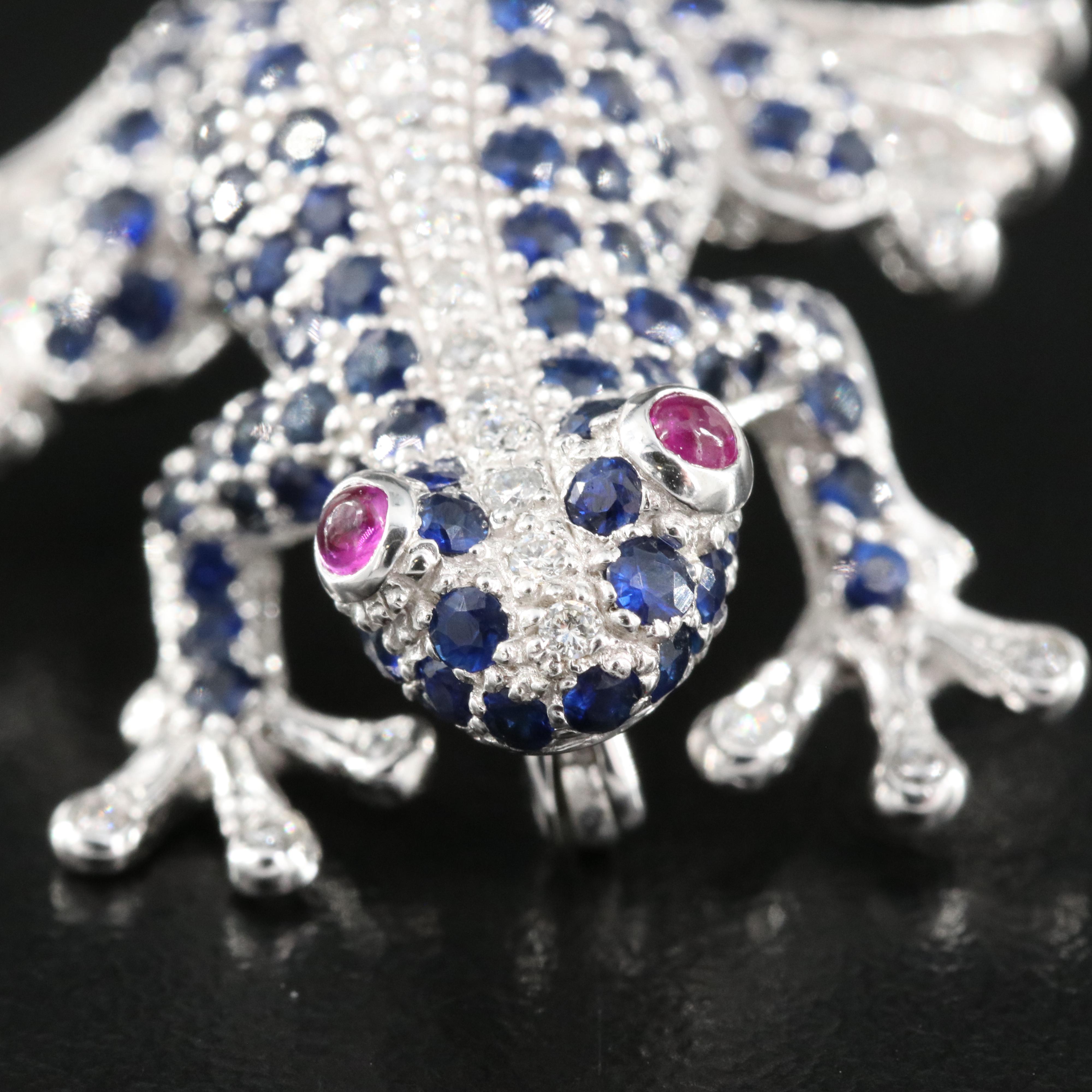 Le Vian 14K Sapphire, Diamond and Ruby Frog Brooch
