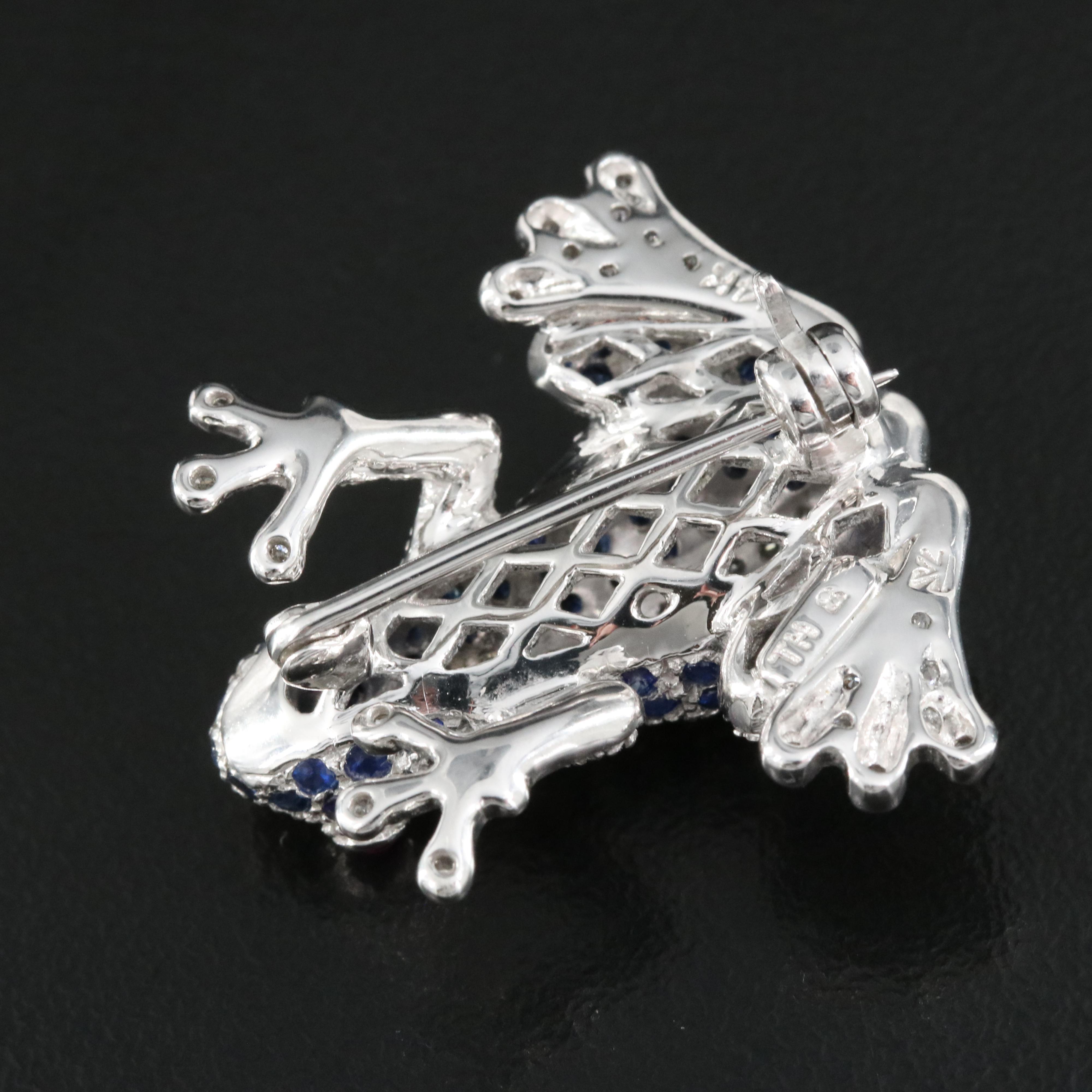 Le Vian 14K Sapphire, Diamond and Ruby Frog Brooch