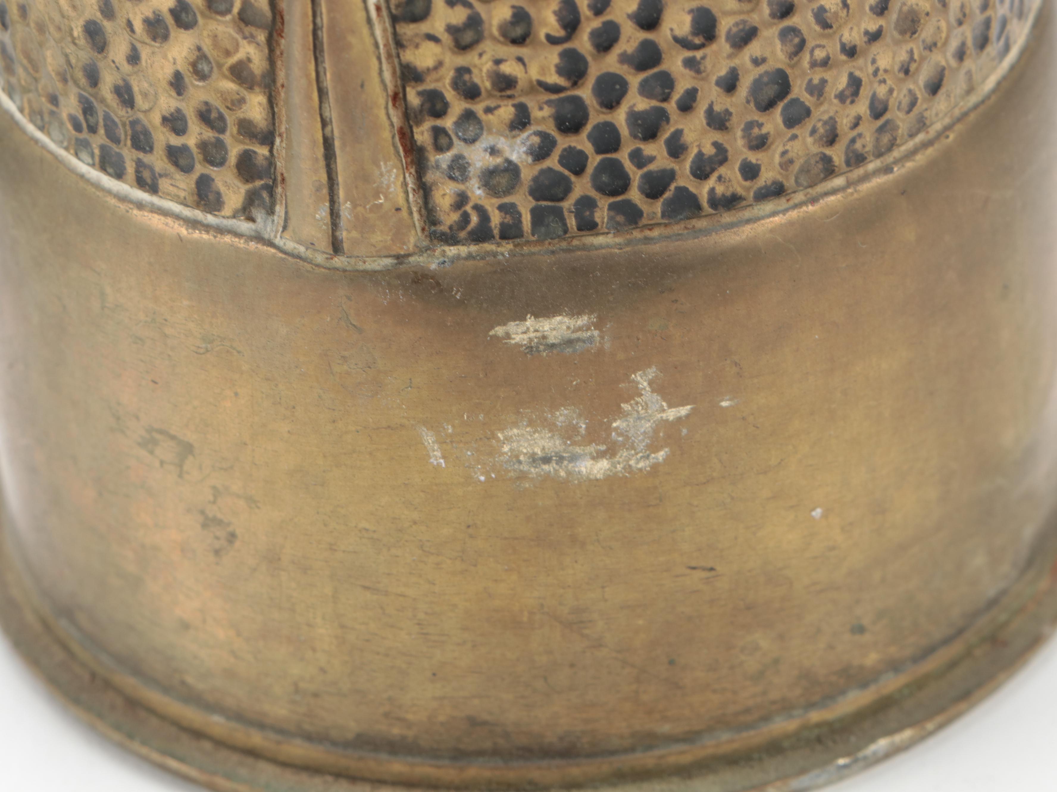 Pair of World War One Trench Art Shell Casing Vases with Floral Decoration