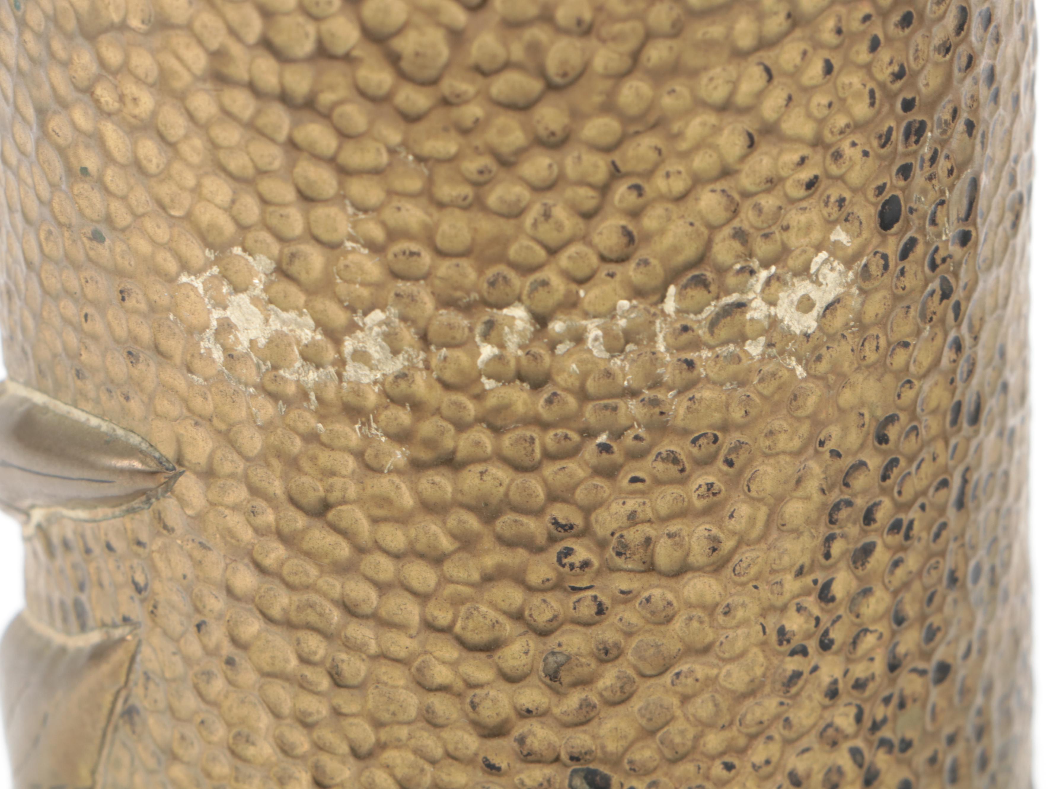 Pair of World War One Trench Art Shell Casing Vases with Floral Decoration