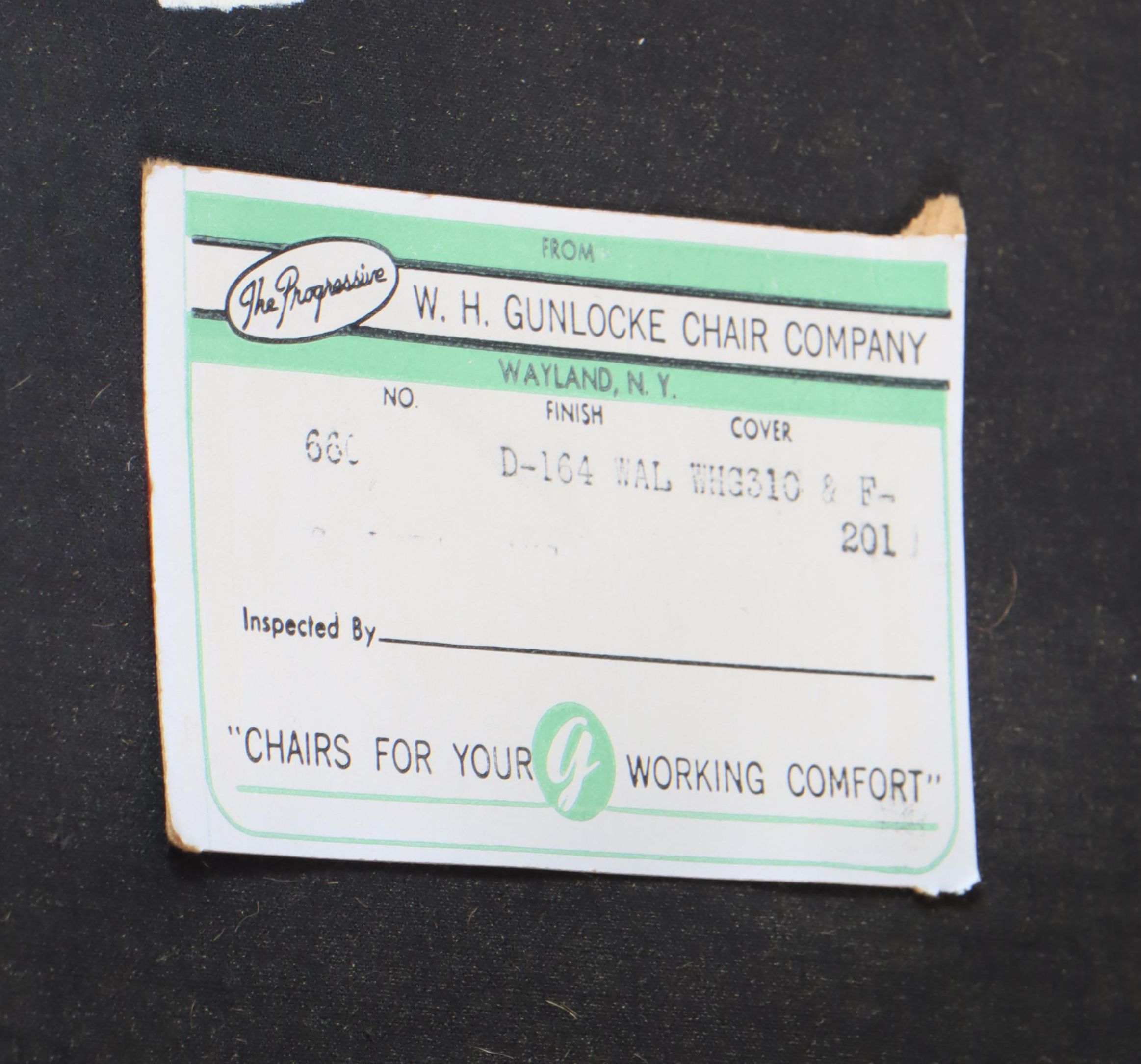 W. H. Gunlocke Mid Century Modern Wood and Vinyl Rolling Desk Chair