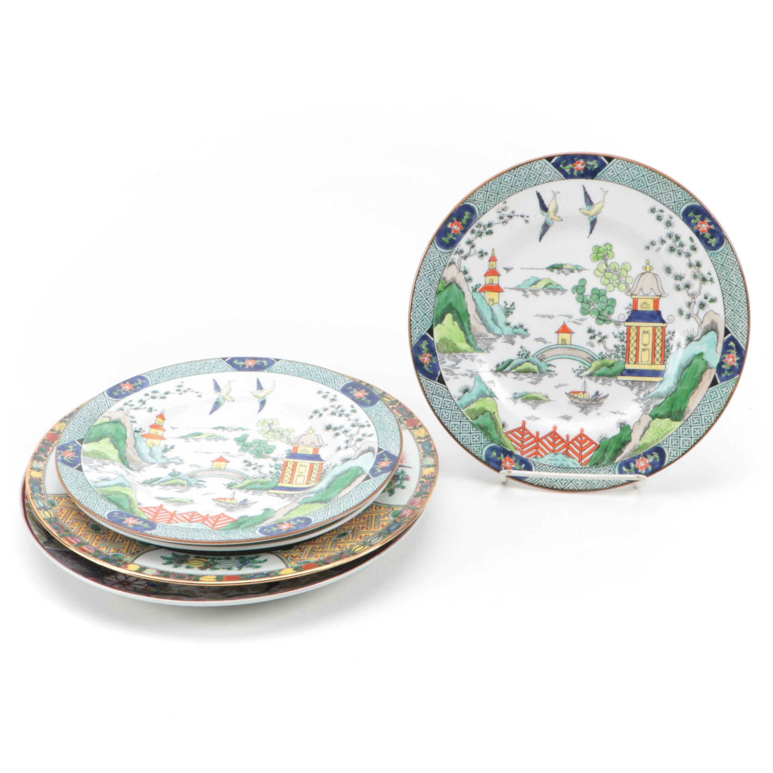 Staffordshire "Chinese Willow", Chinese and Japanese Porcelain Plates