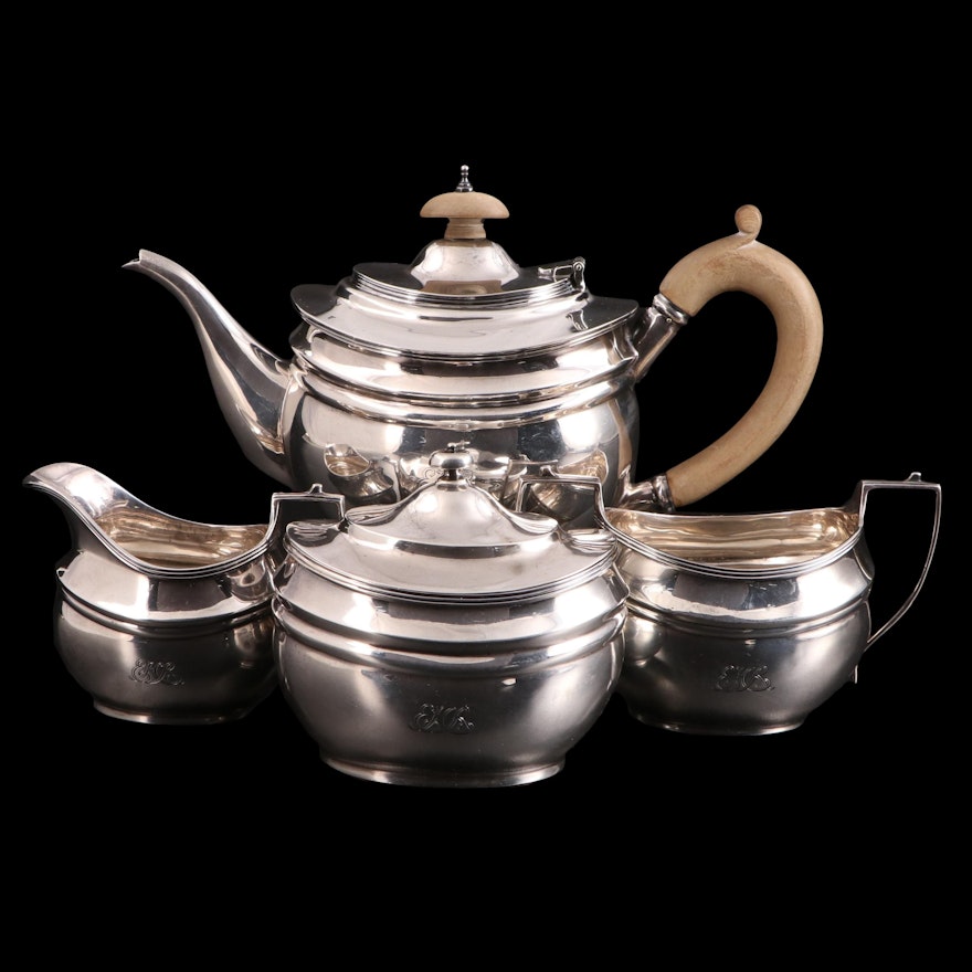 Tiffany & Co. Sterling Silver Teapot, Creamer, Sugar and Waste Bowl