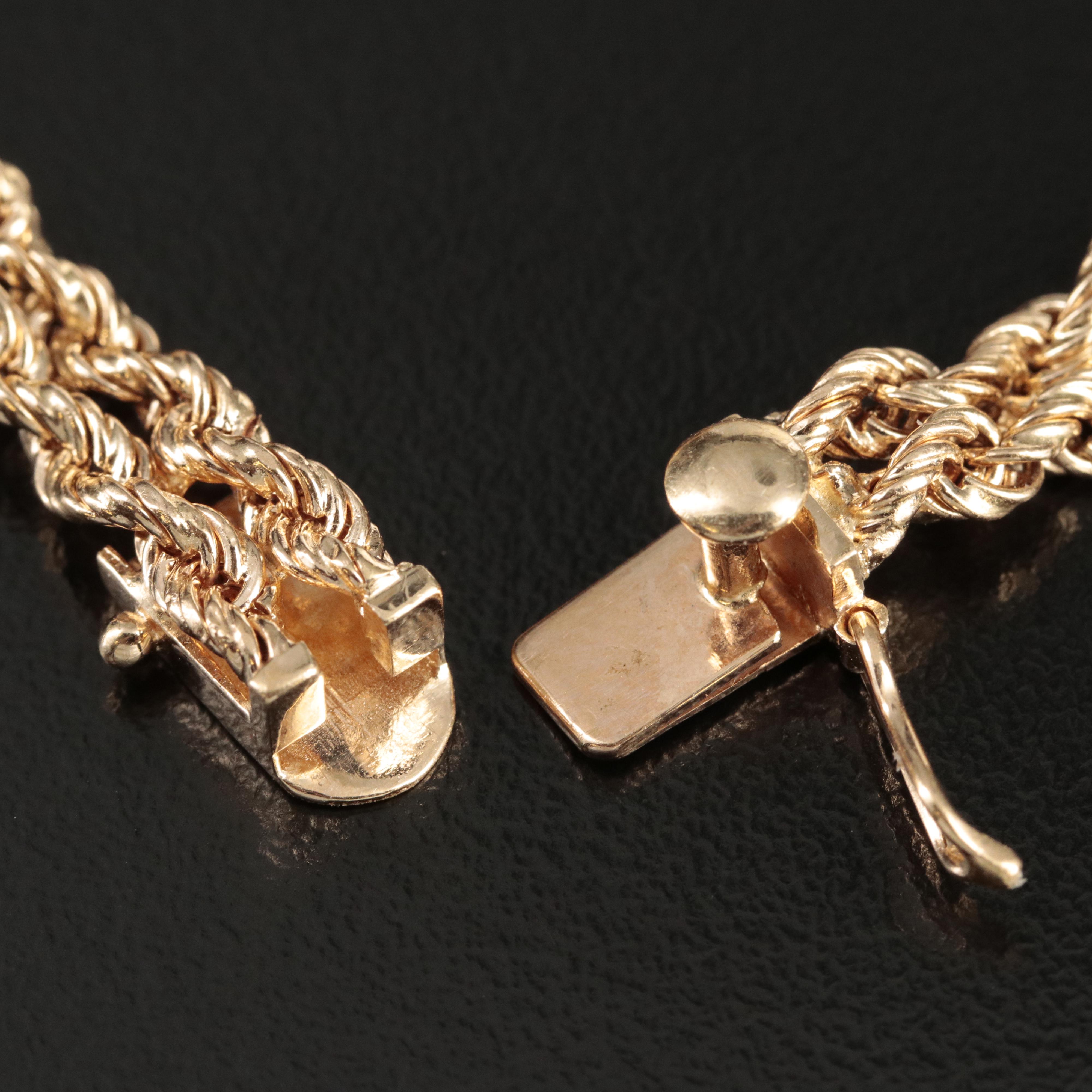 14K Sapphire and Diamond on Double Rope Bracelet