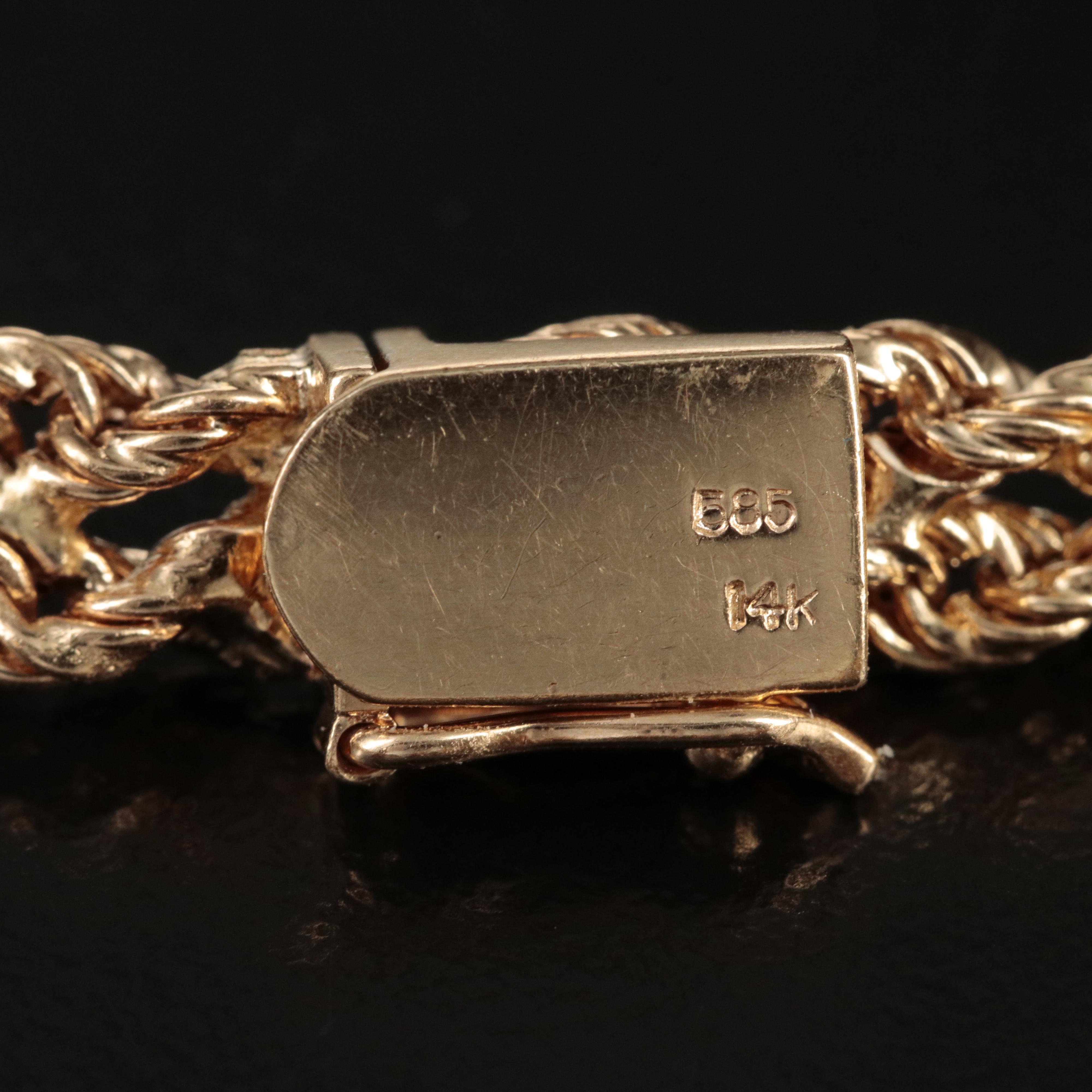 14K Sapphire and Diamond on Double Rope Bracelet