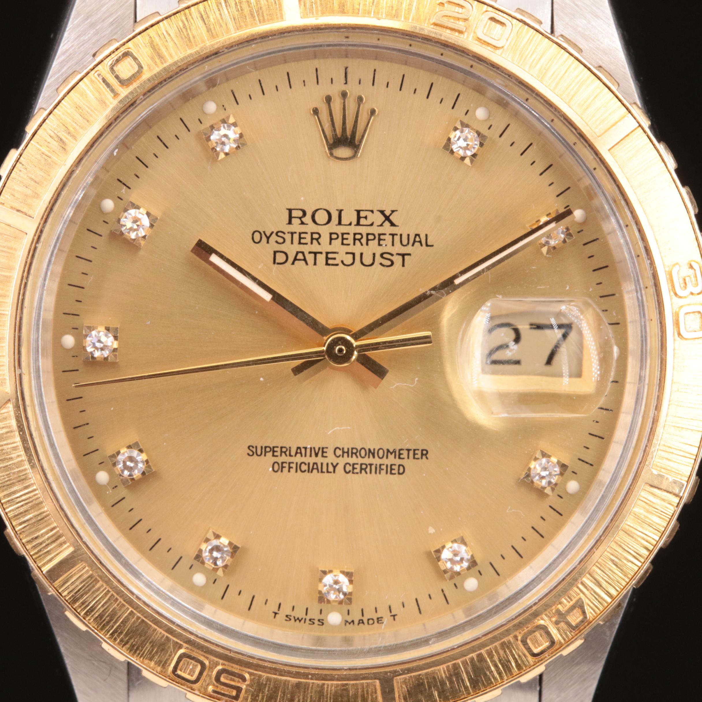 Rolex Oyster Perpetual Datejust Thunderbird Bezel and Diamond Dial Watch