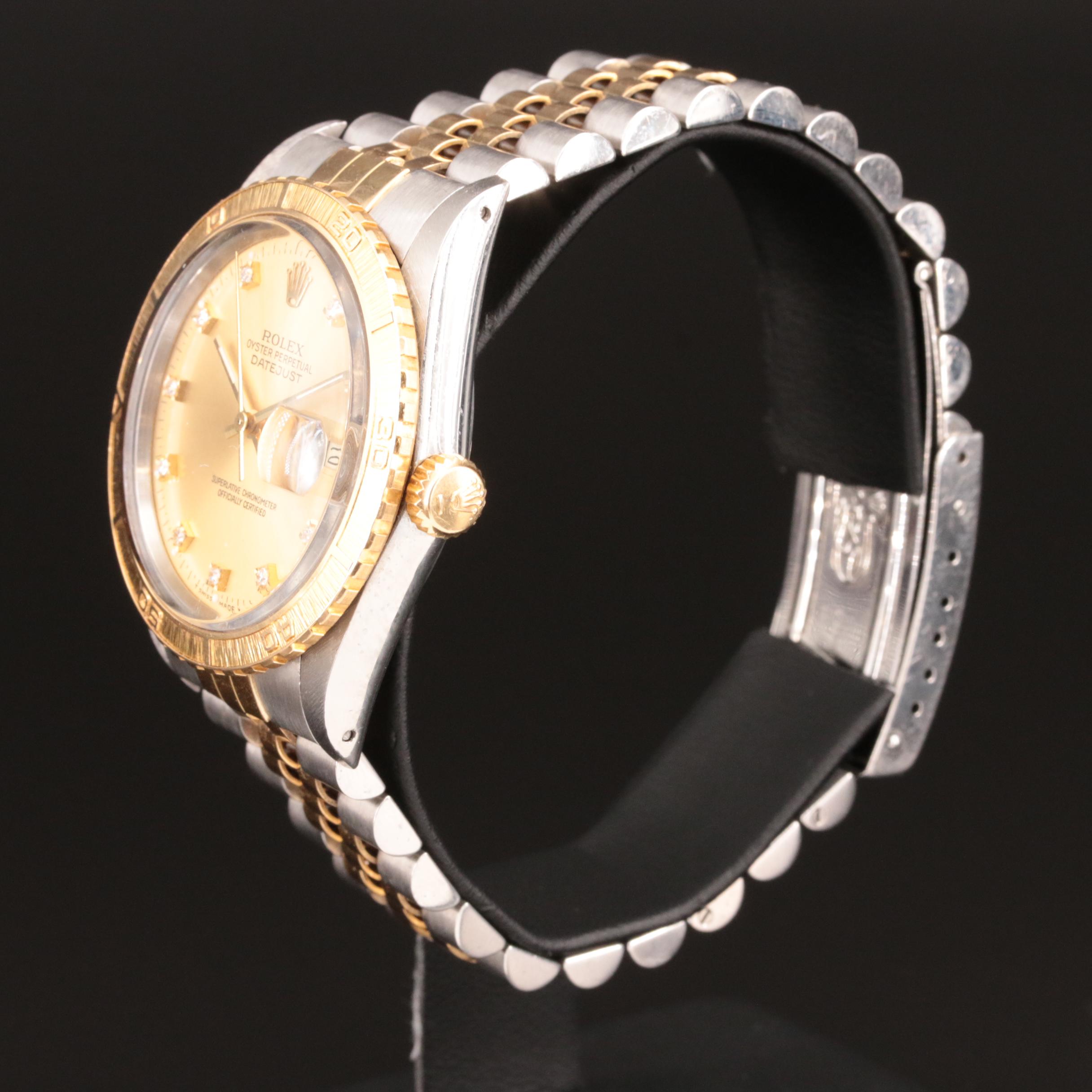 Rolex Oyster Perpetual Datejust Thunderbird Bezel and Diamond Dial Watch