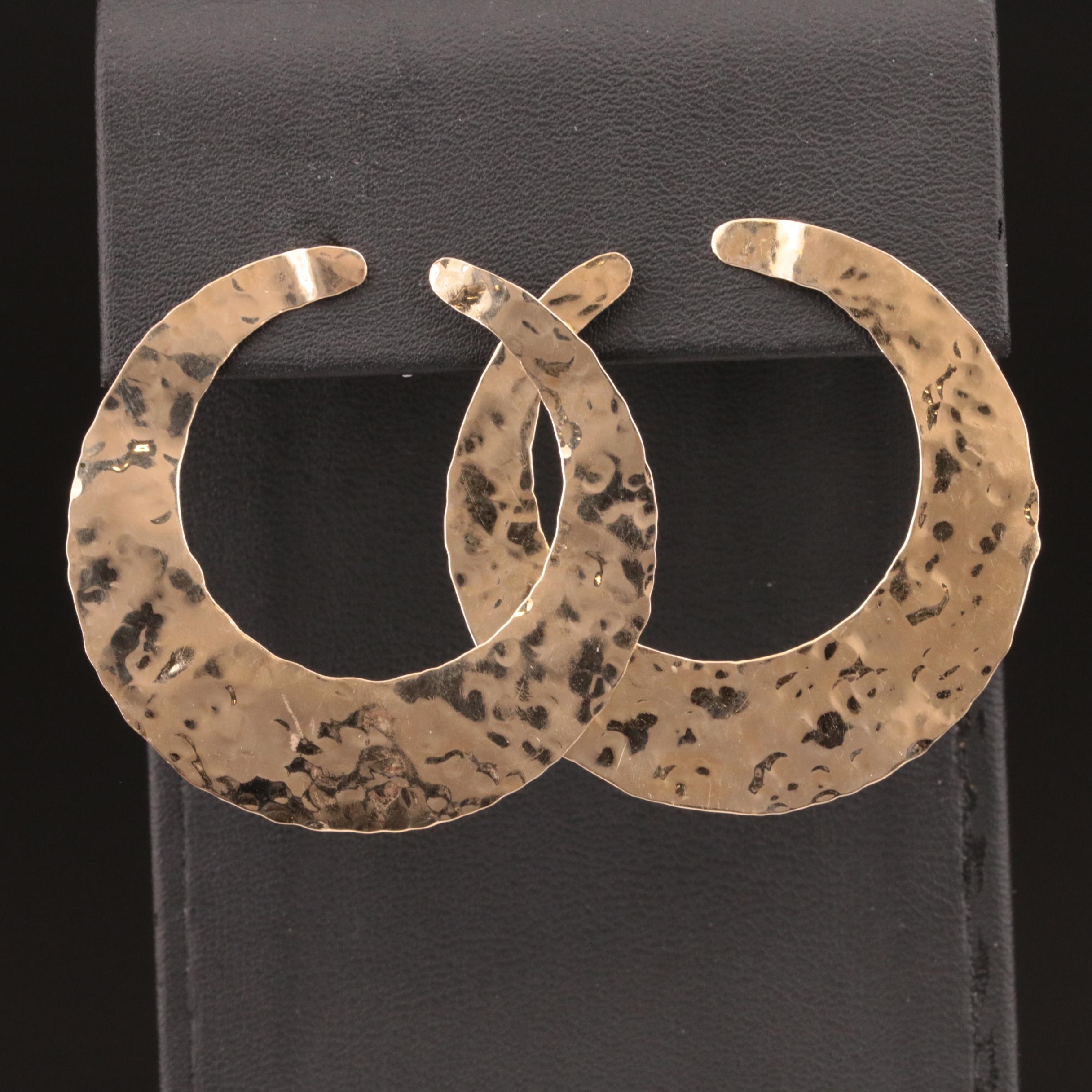 14K Hammered Crescent Earrings
