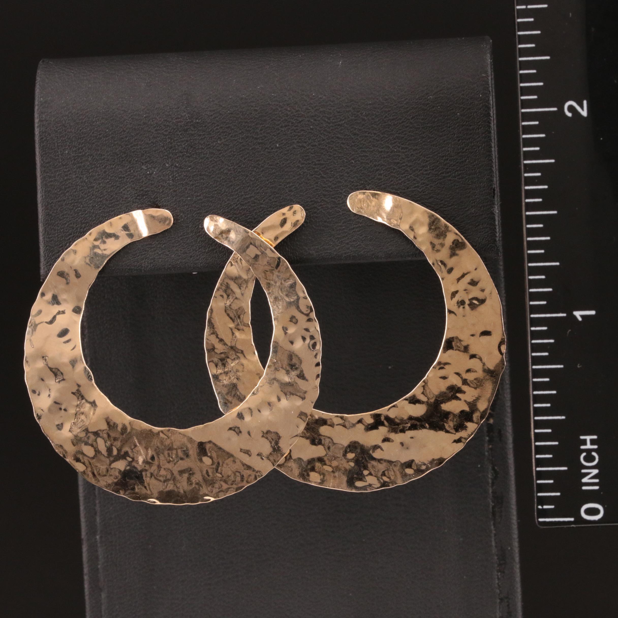 14K Hammered Crescent Earrings