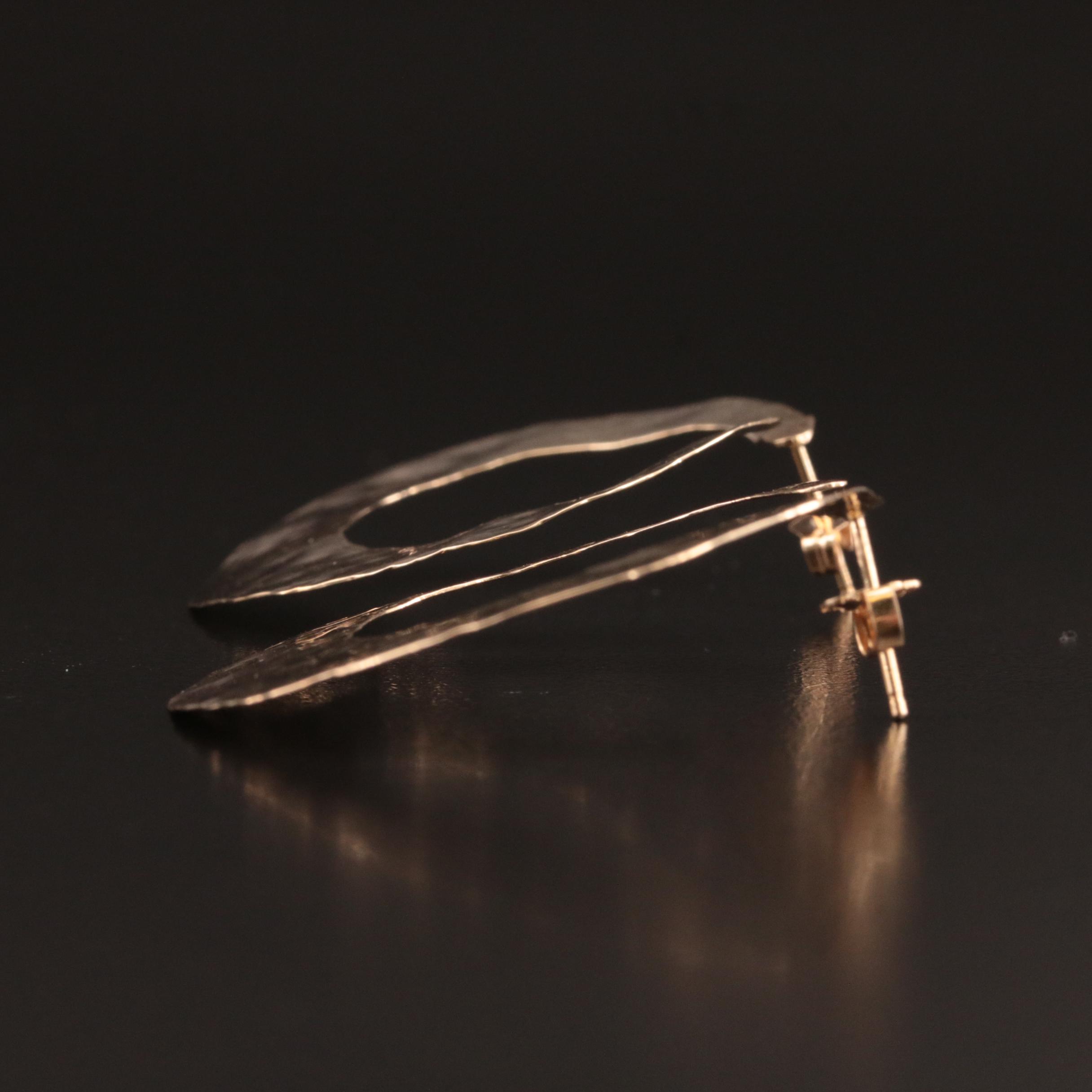 14K Hammered Crescent Earrings