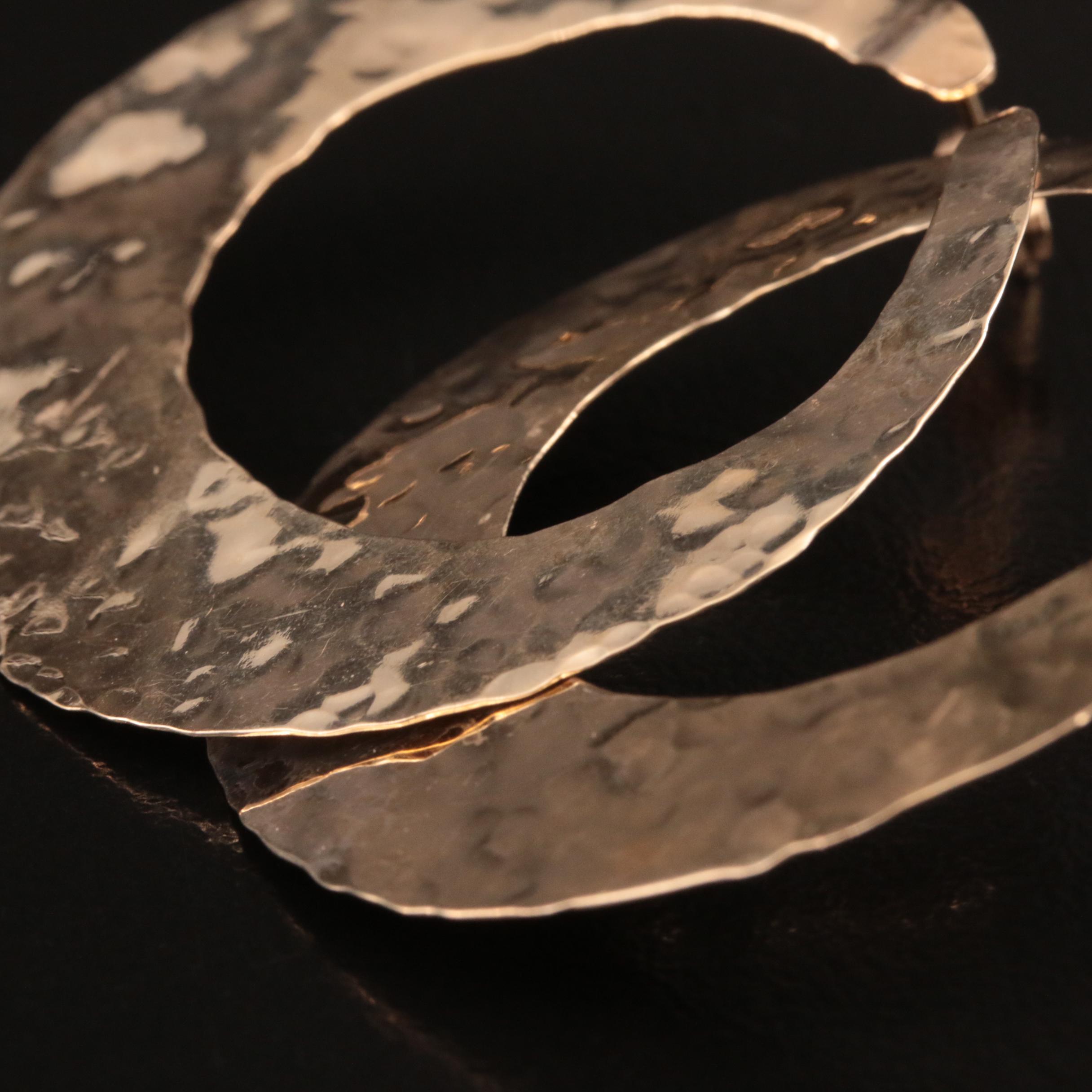 14K Hammered Crescent Earrings