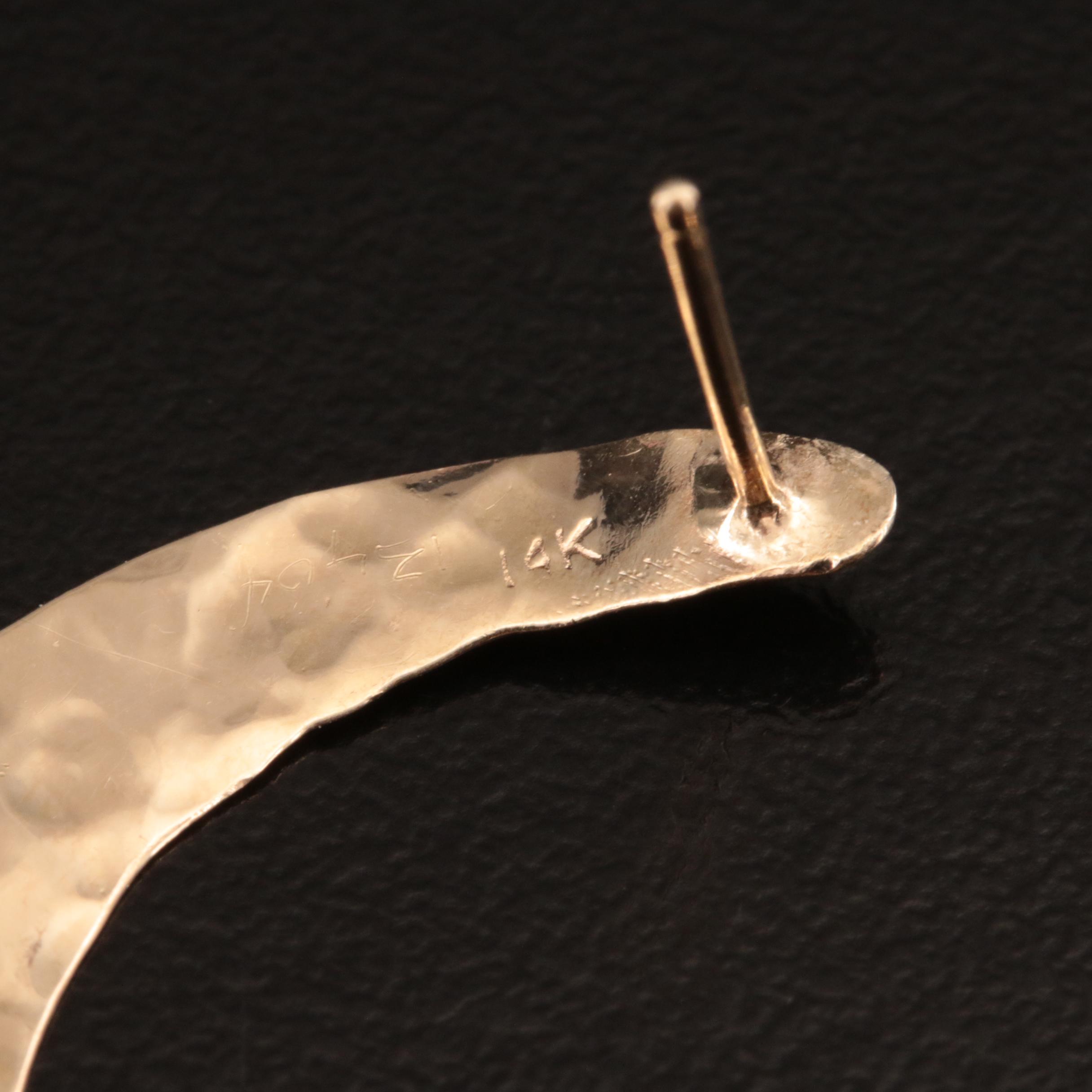 14K Hammered Crescent Earrings