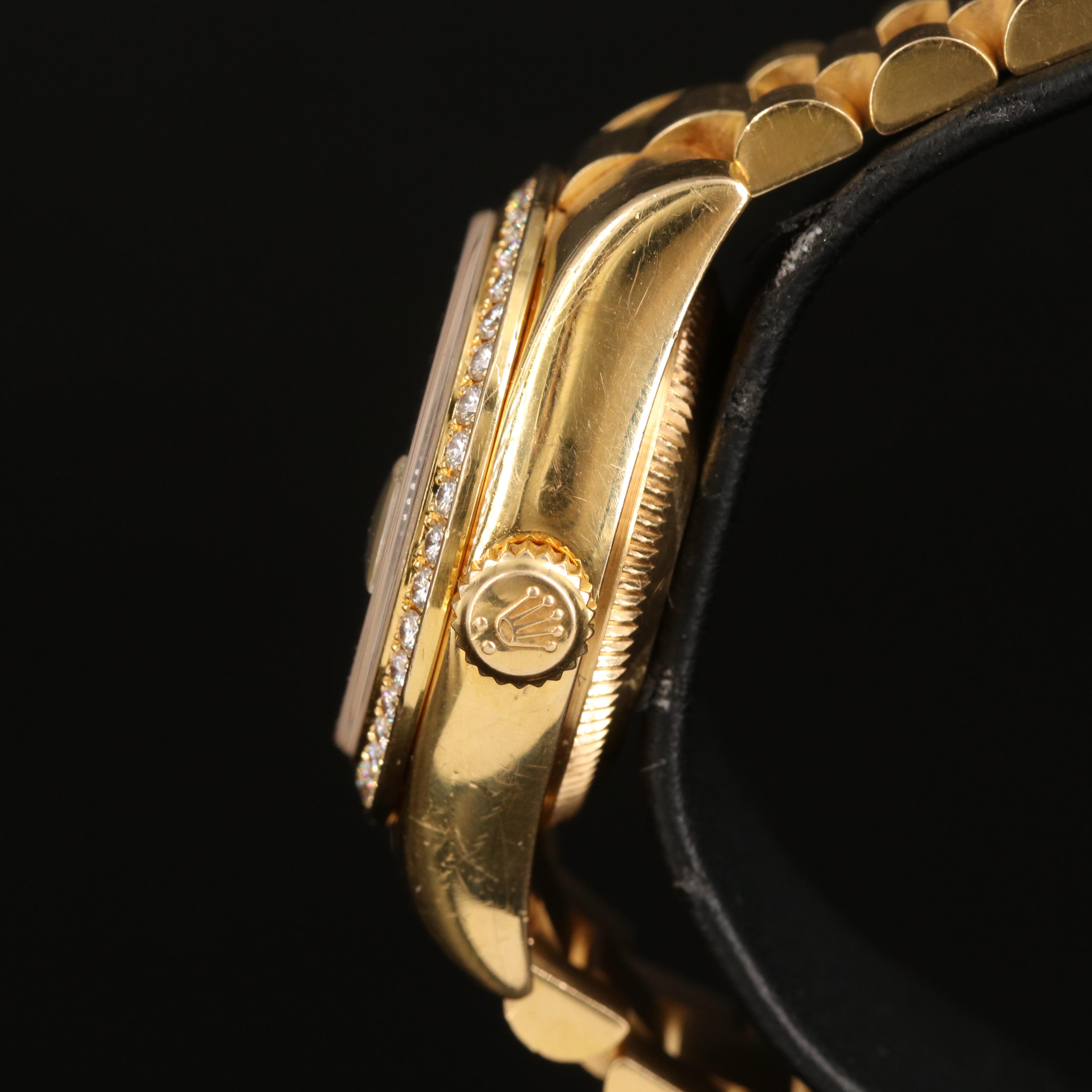 18K Rolex Datejust Watch with Factory Diamond Dial and Bezel