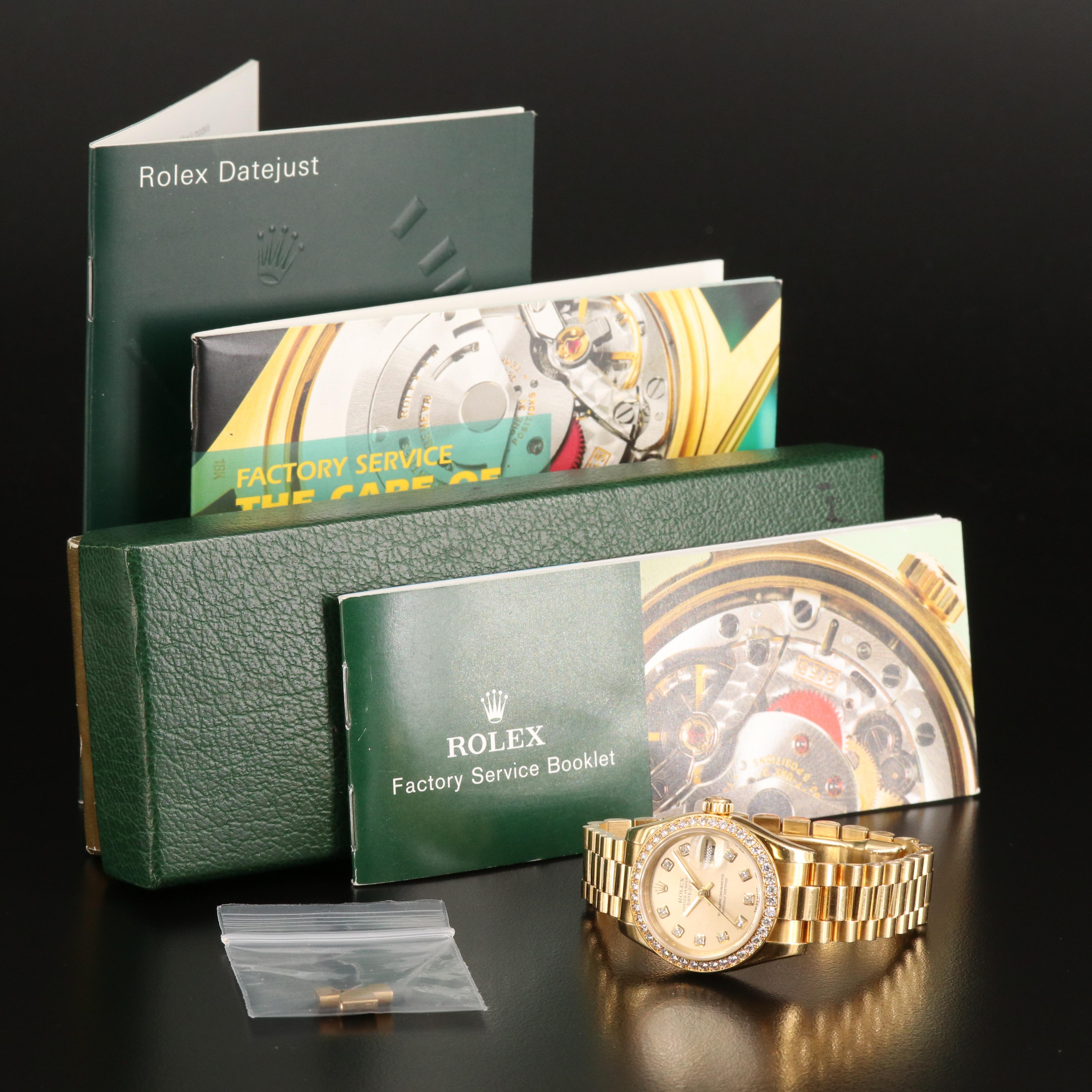 18K Rolex Datejust Watch with Factory Diamond Dial and Bezel