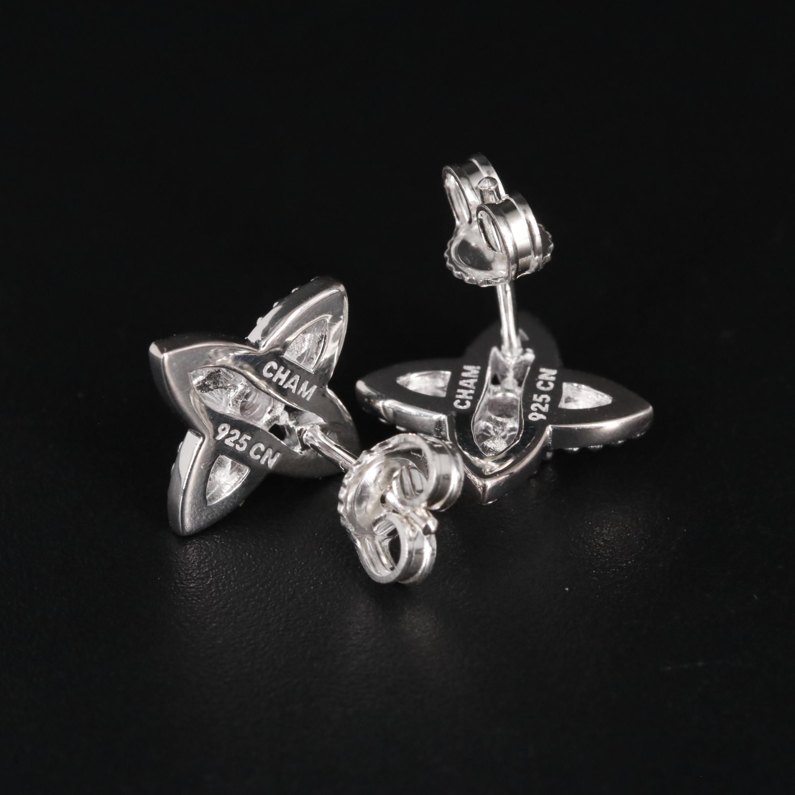 Sterling Stud Earrings with Cubic Zirconia