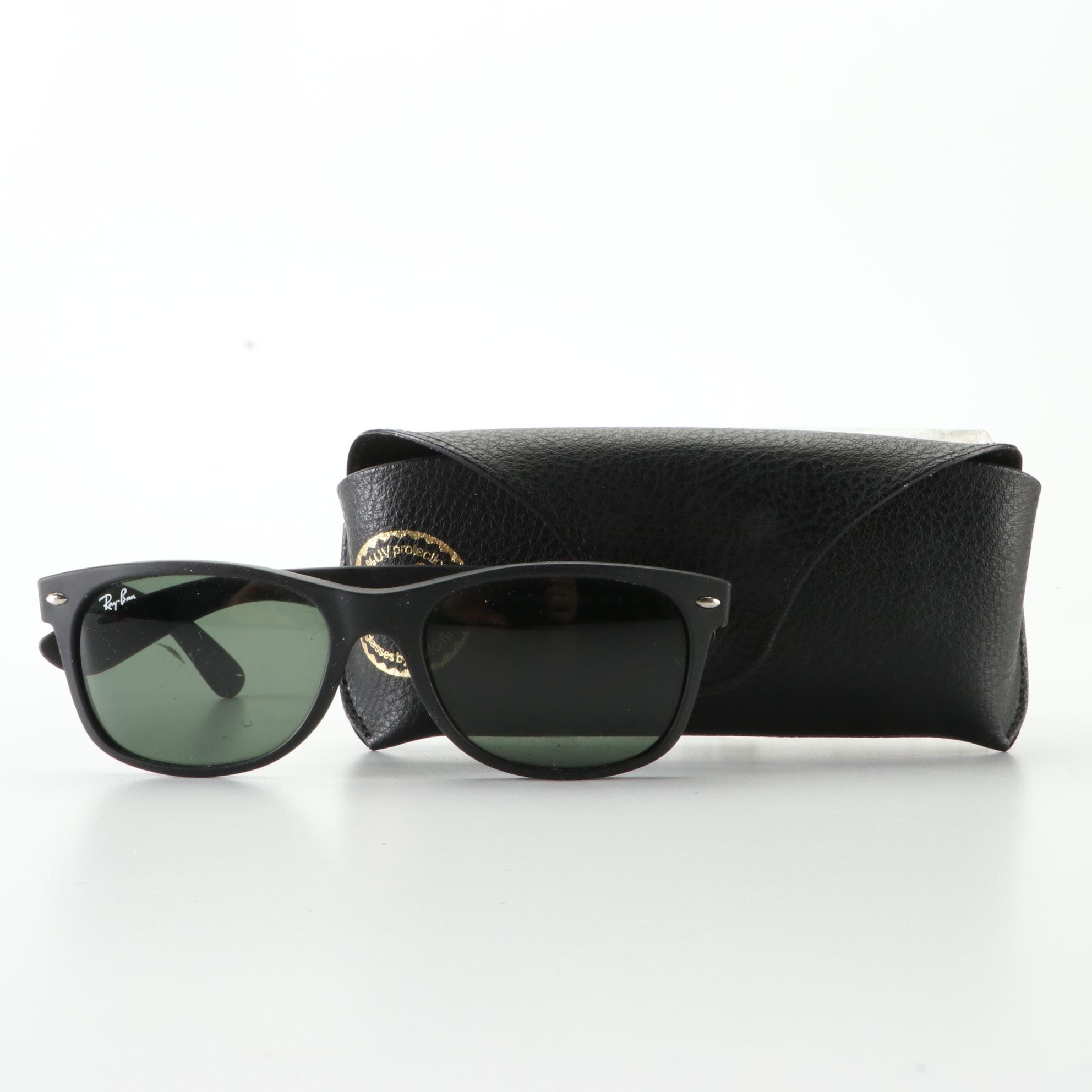 Ray-Ban RB2132 New Wayfarer Sunglasses in Matte Black with Case