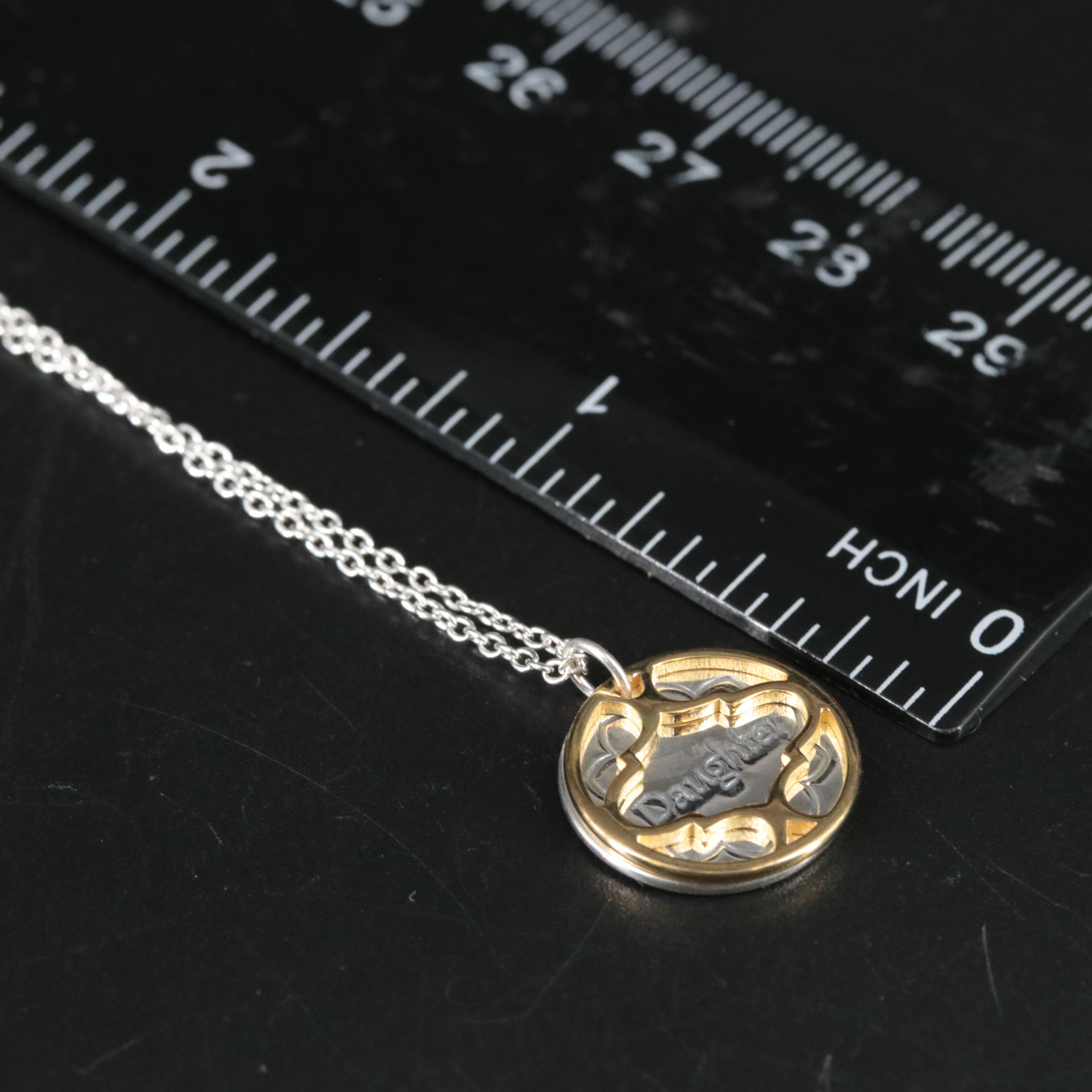 Sterling "Daughter" Pendant Necklace
