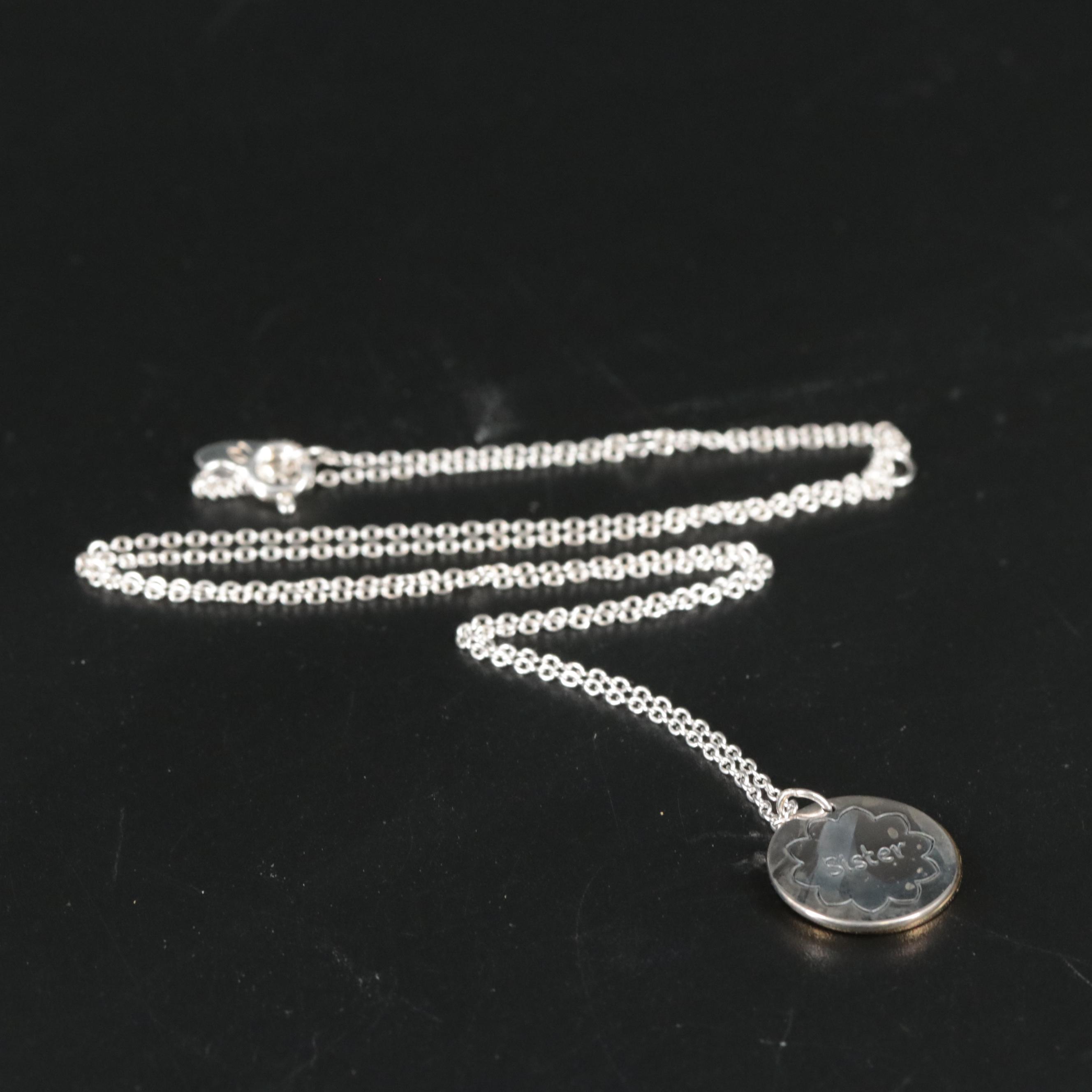 Sterling "Sister" Pendant Necklace