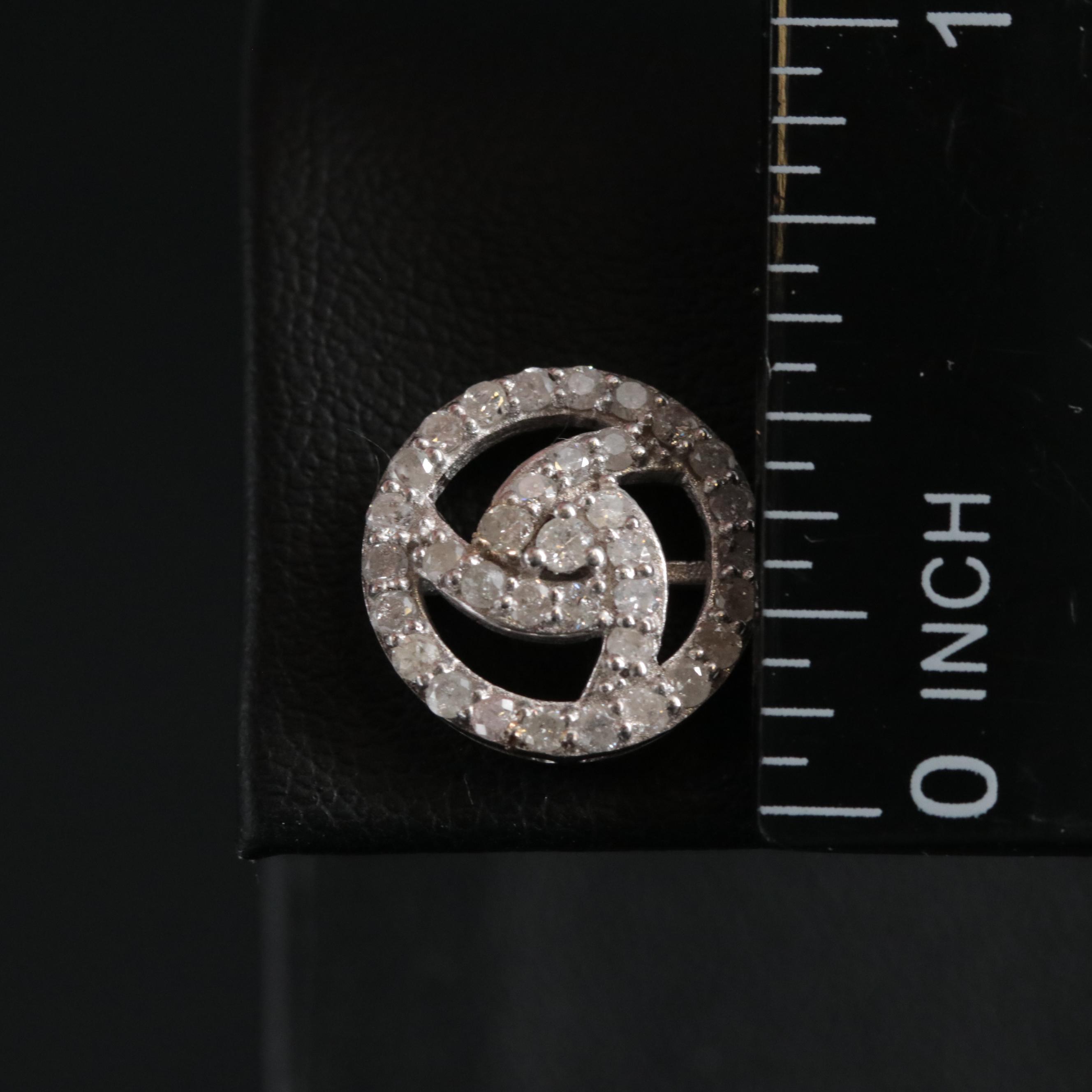 14K Diamond Button Earrings