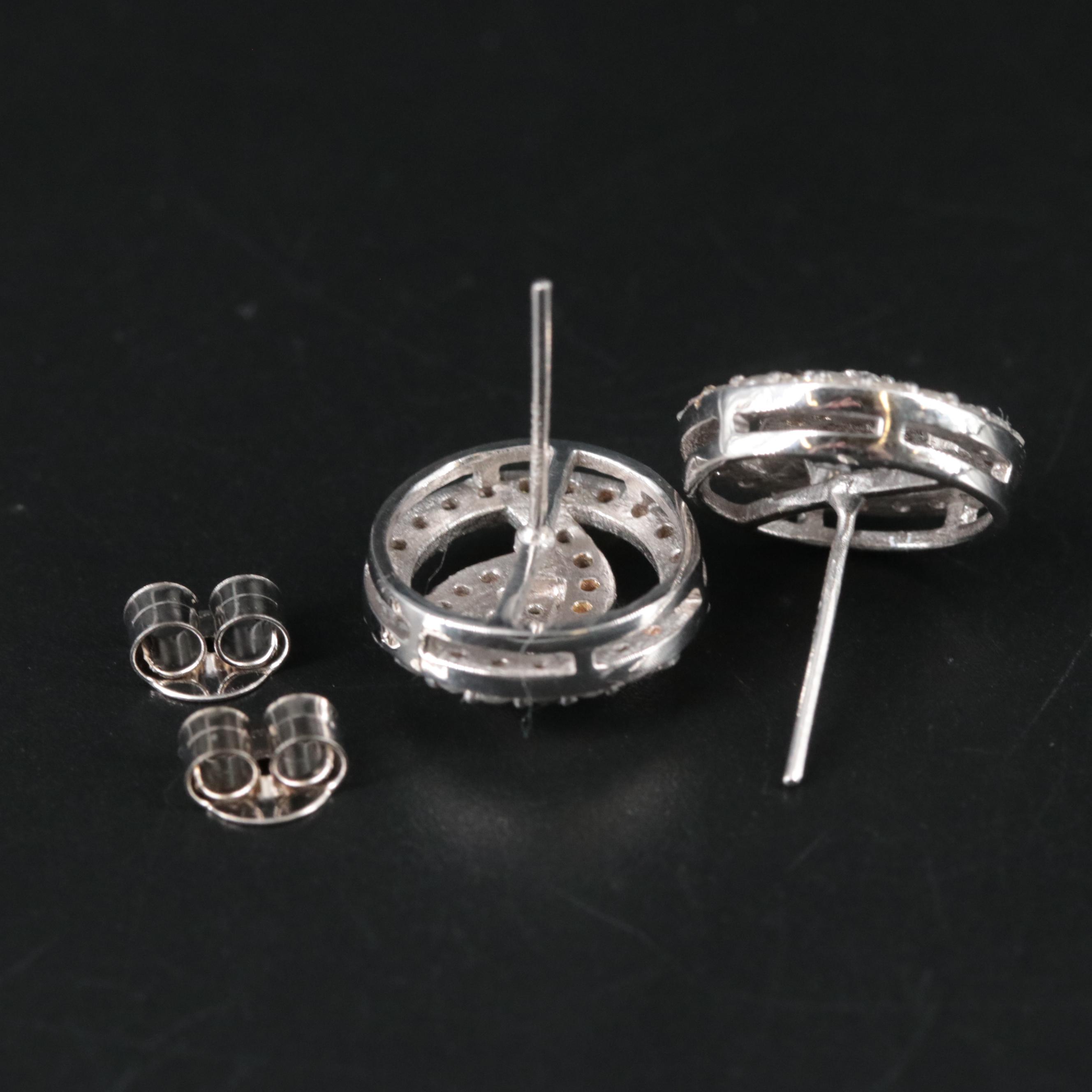 14K Diamond Button Earrings