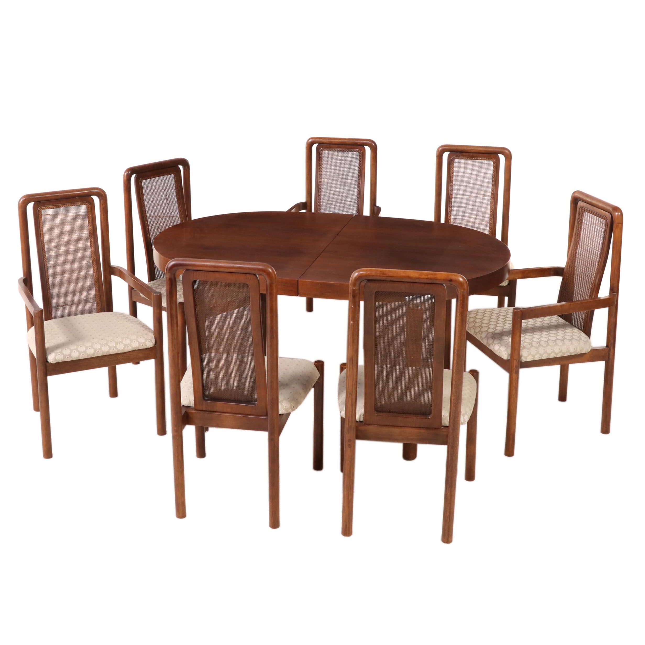 Thomasville Mid Century Modern Eight-Piece Dining Set, 1970s