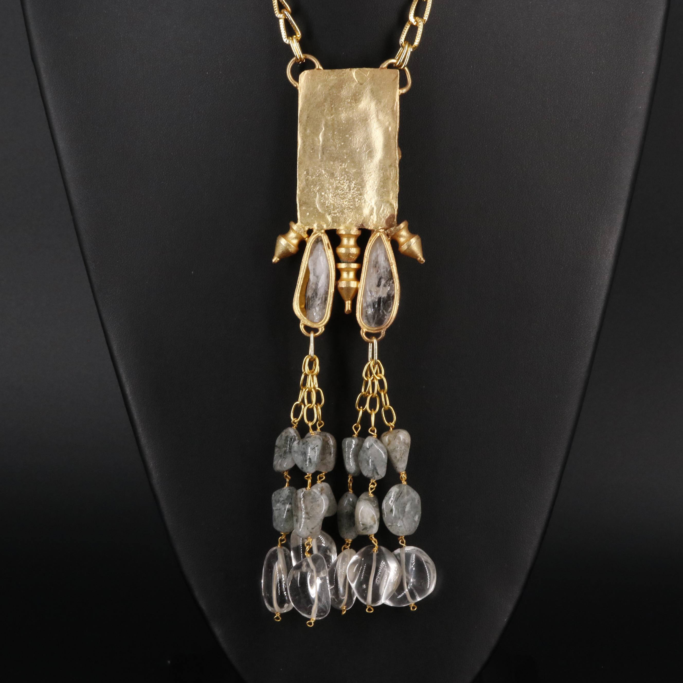 Rocky Crystal Quartz and Agate Necklace