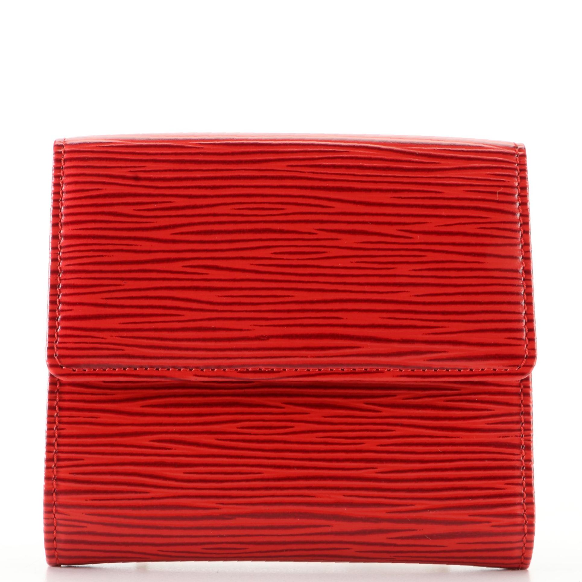 Louis Vuitton Porte Monnaie Billets Compact Wallet in Red Epi Leather with Box